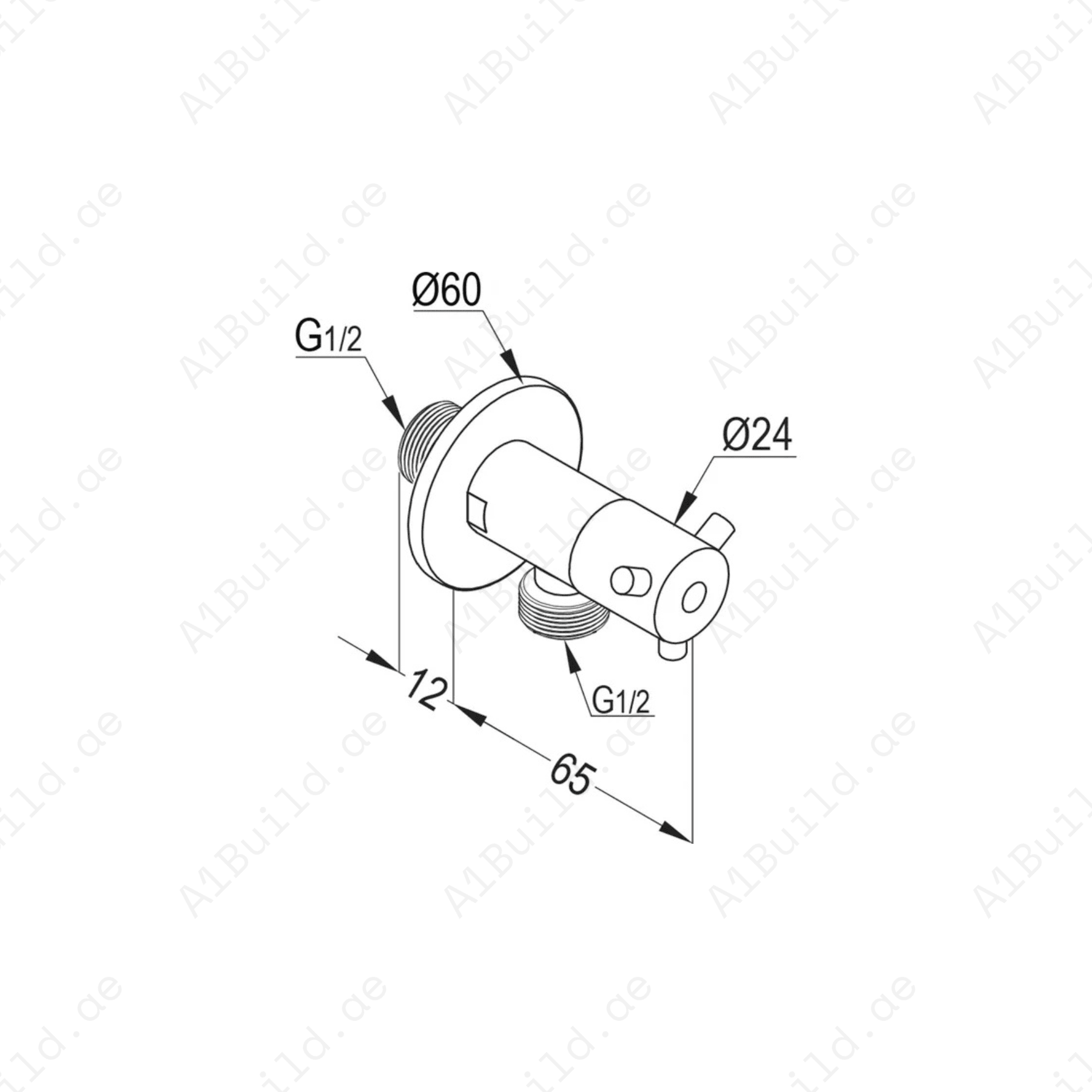 Brass Angle Valve DN15 Chrome – Hot and Cold Control, Ceramic Disc, Stainless Steel Rosette