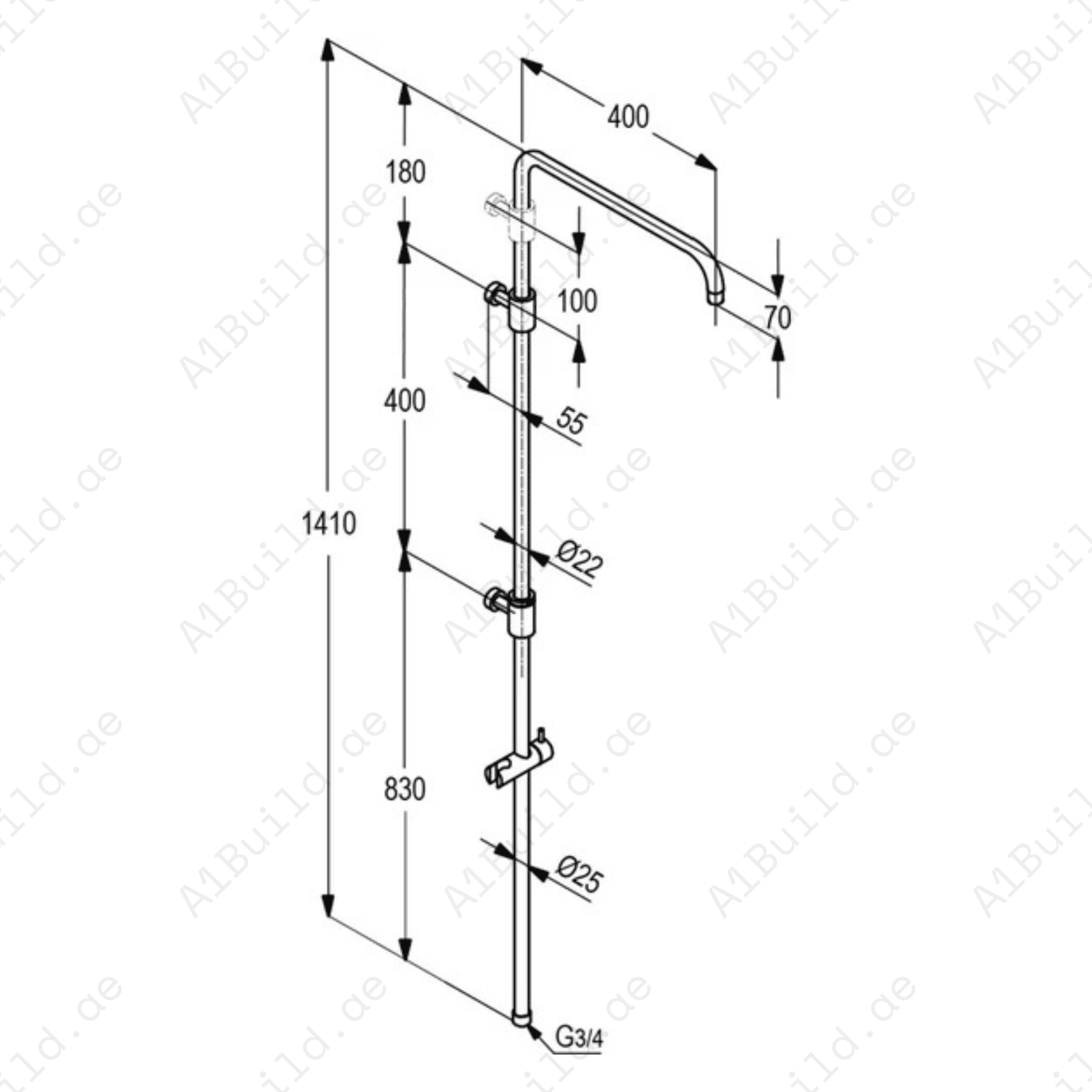 BrassExposedShowerPipewithAdjustableHoldersandDurableDesign_3