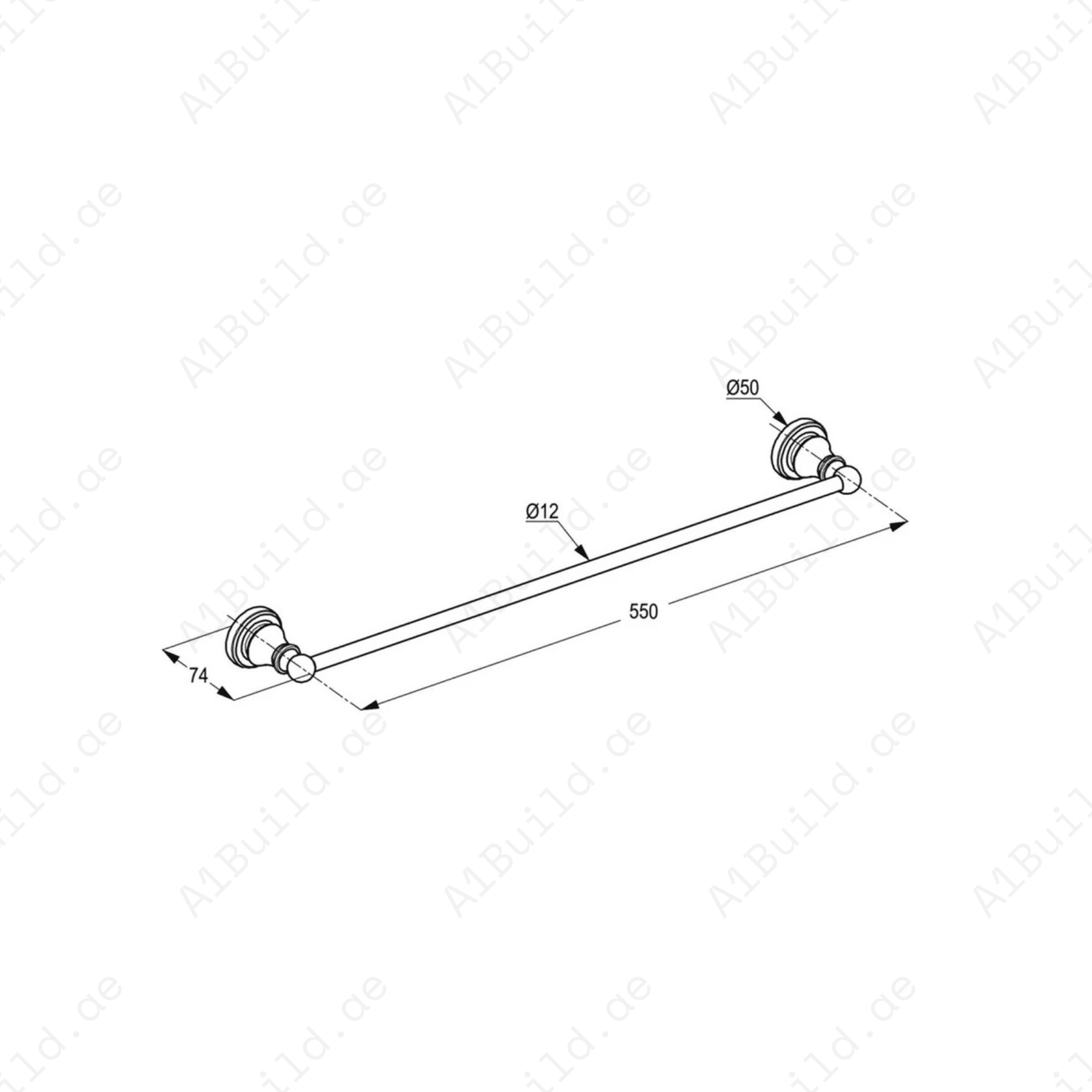 Brass Single Towel Bar in Chrome | Wall Fastening with Screws & Dowels