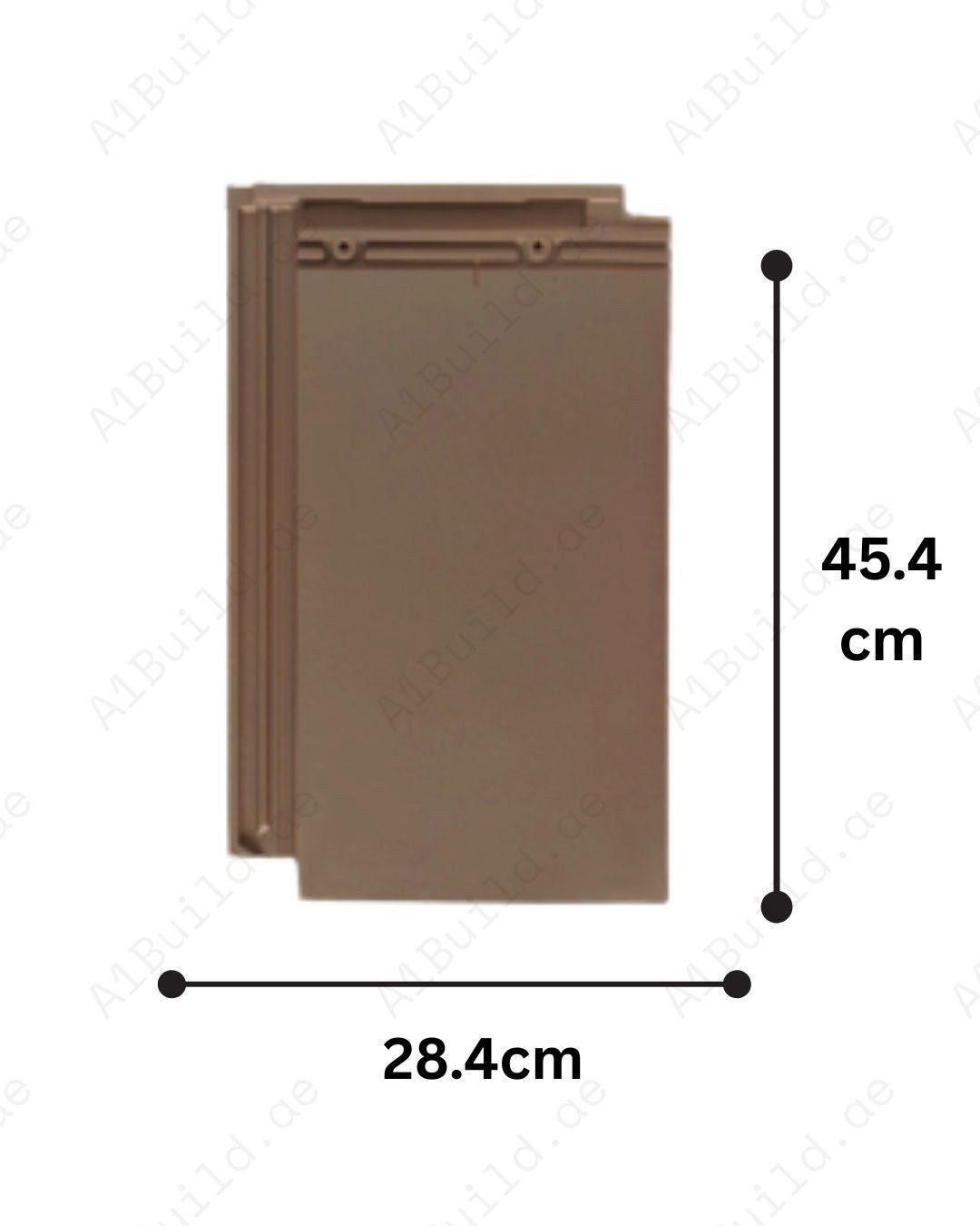 Brown flat ceramic roof tile 45.4×28.4 cm — durable earth-style roofing with efficient installation and strong weather resistance.