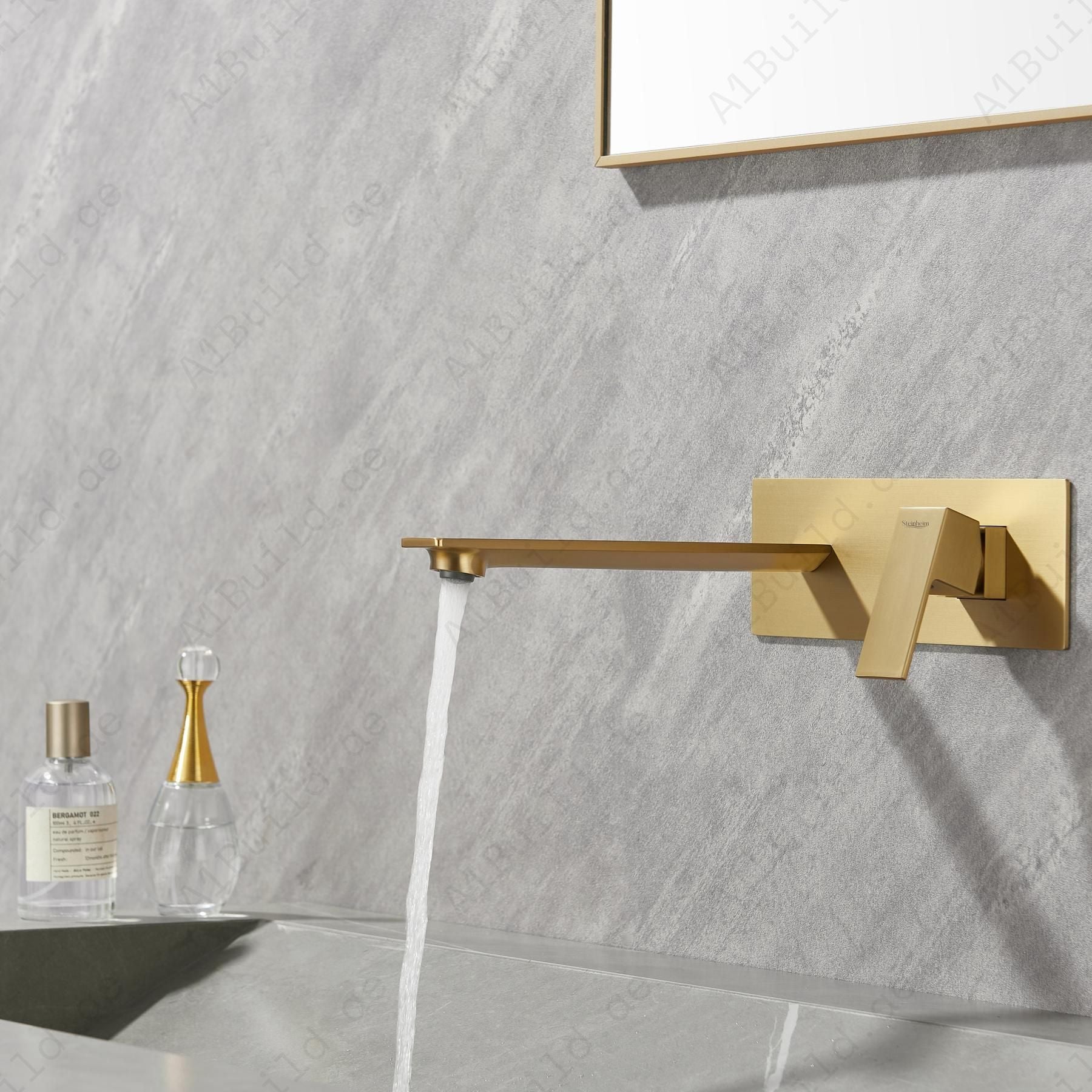 Brushed Gold Wall Mounted Basin Mixer