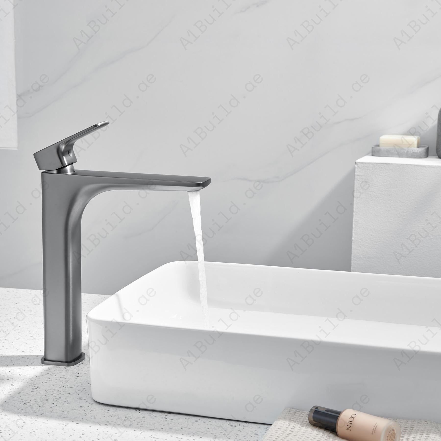 Brushed Nickel Single Lever Basin Mixer – PUW-Free Elegant Bathroom Tap1