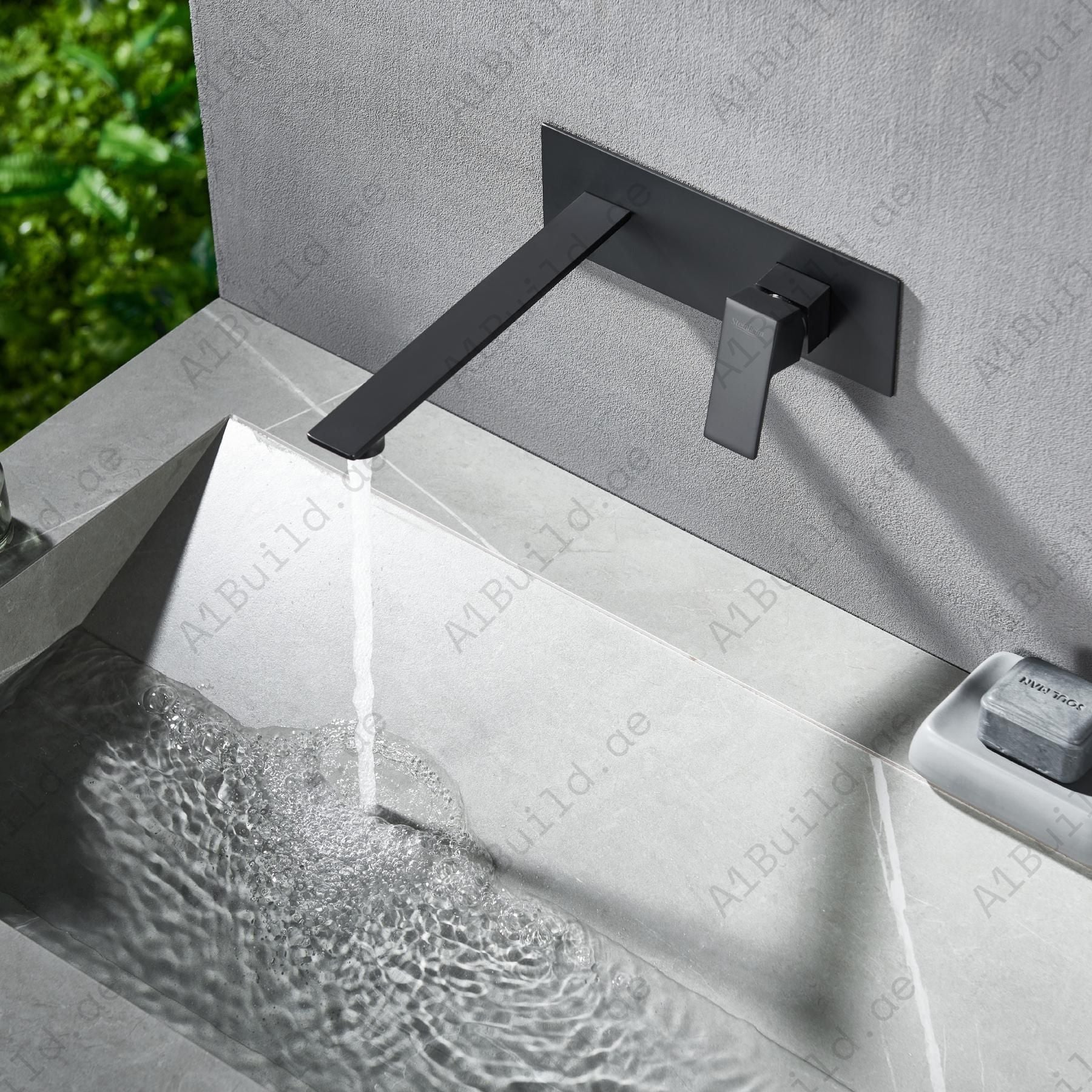 Brushed Nickel Wall Mounted Basin Mixer
