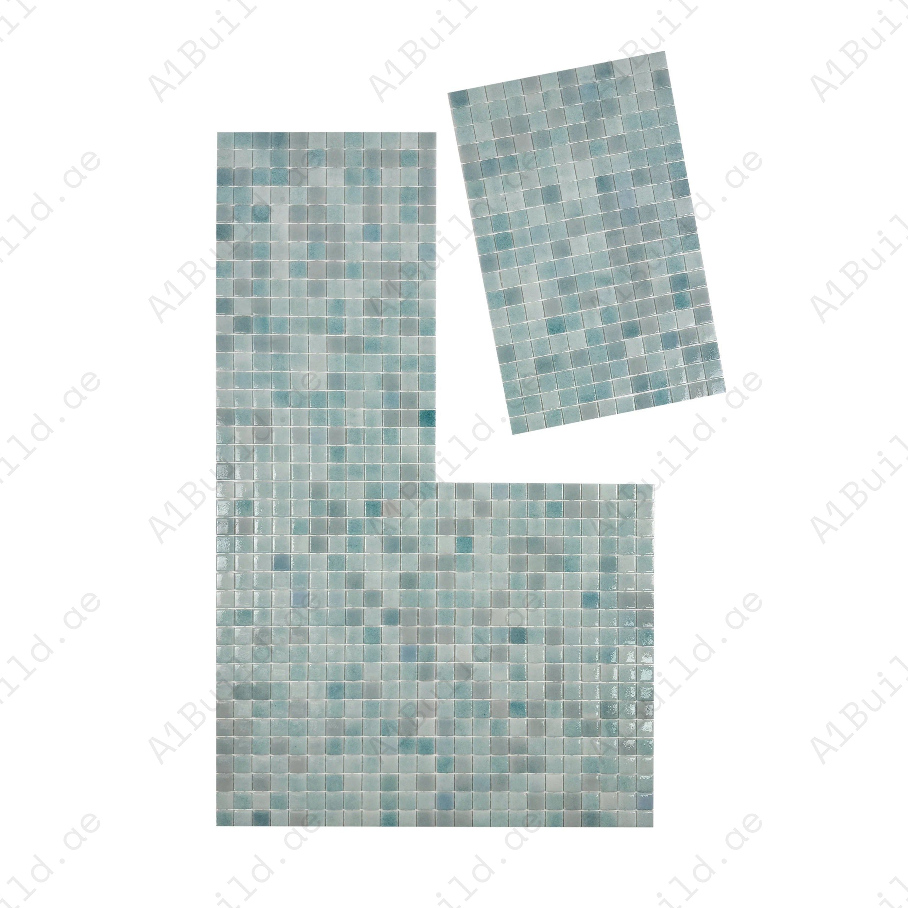 Buy Baby Blue Recycled Glass Mosaic Tiles – eco-friendly, durable, UV & slip-resistant. Perfect for swimming pools, spas, water features & decorative walls.