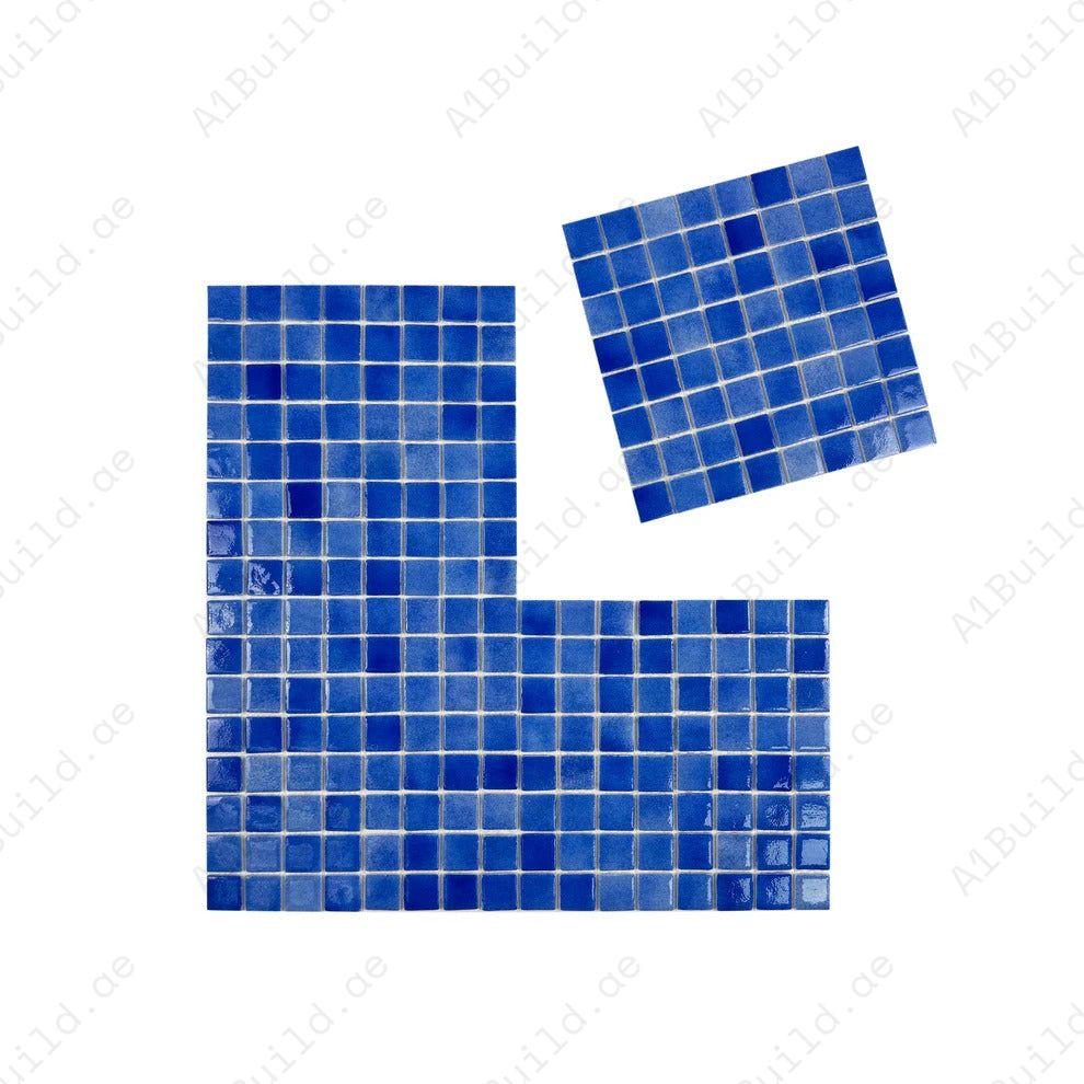Buy Klein Blue recycled glass mosaic tiles – eco-friendly, UV & slip-resistant, non-toxic & durable. Perfect for pools, spas & water features in Dubai.