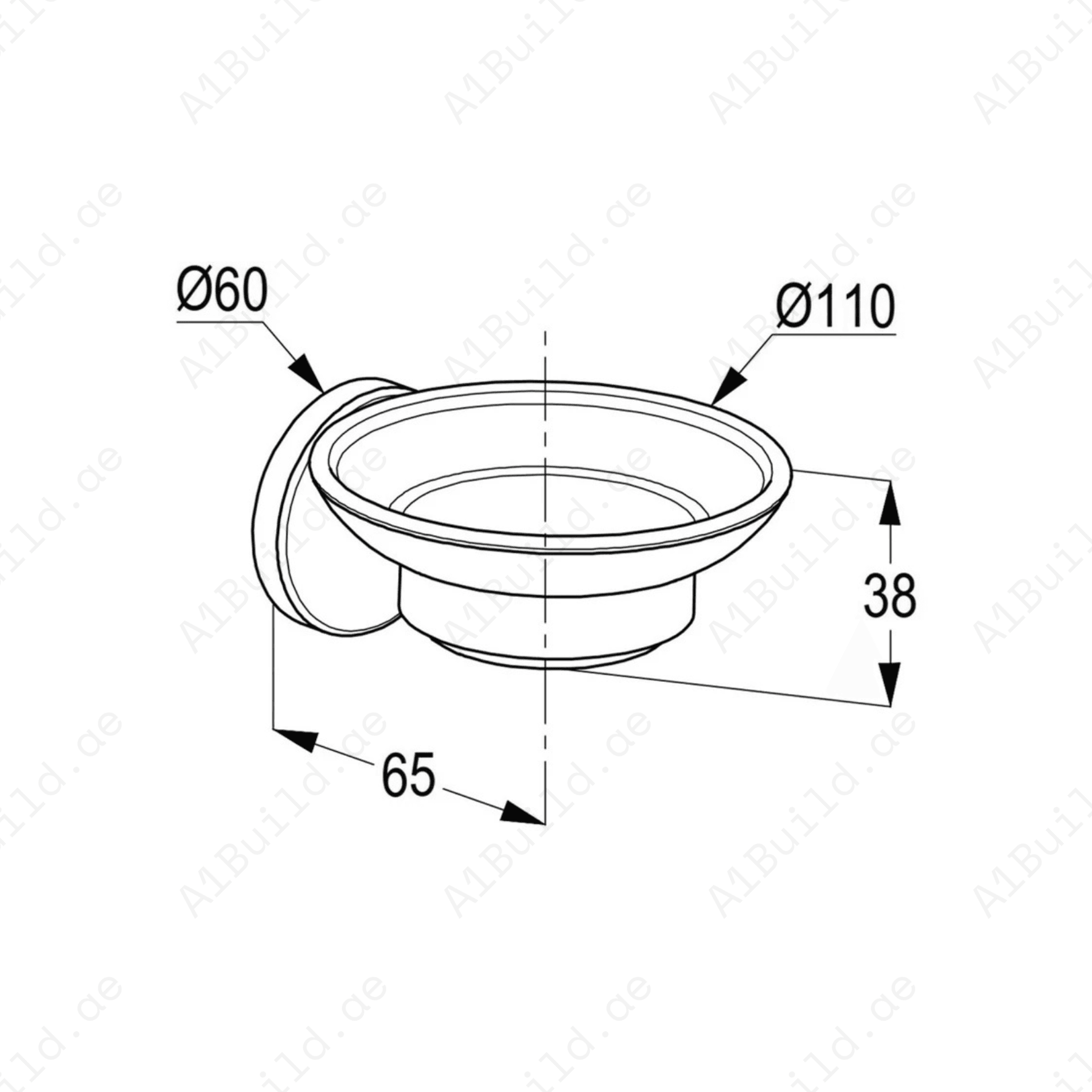 CALIBER Chrome Soap Dish with Transparent Glass Bowl - Wall Mounted