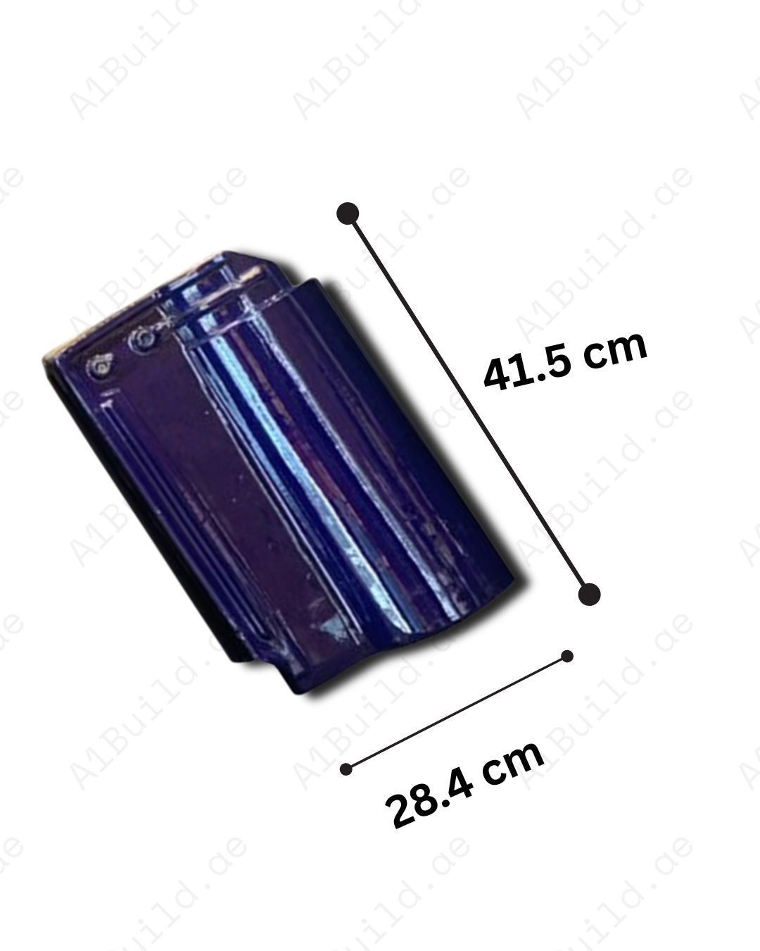 CEIPO Blue Roof Tile 41.5×28.4 cm. 3.2kg glazed ceramic, 14/m², strong, UV resistant, durable and elegant for luxury roofing.