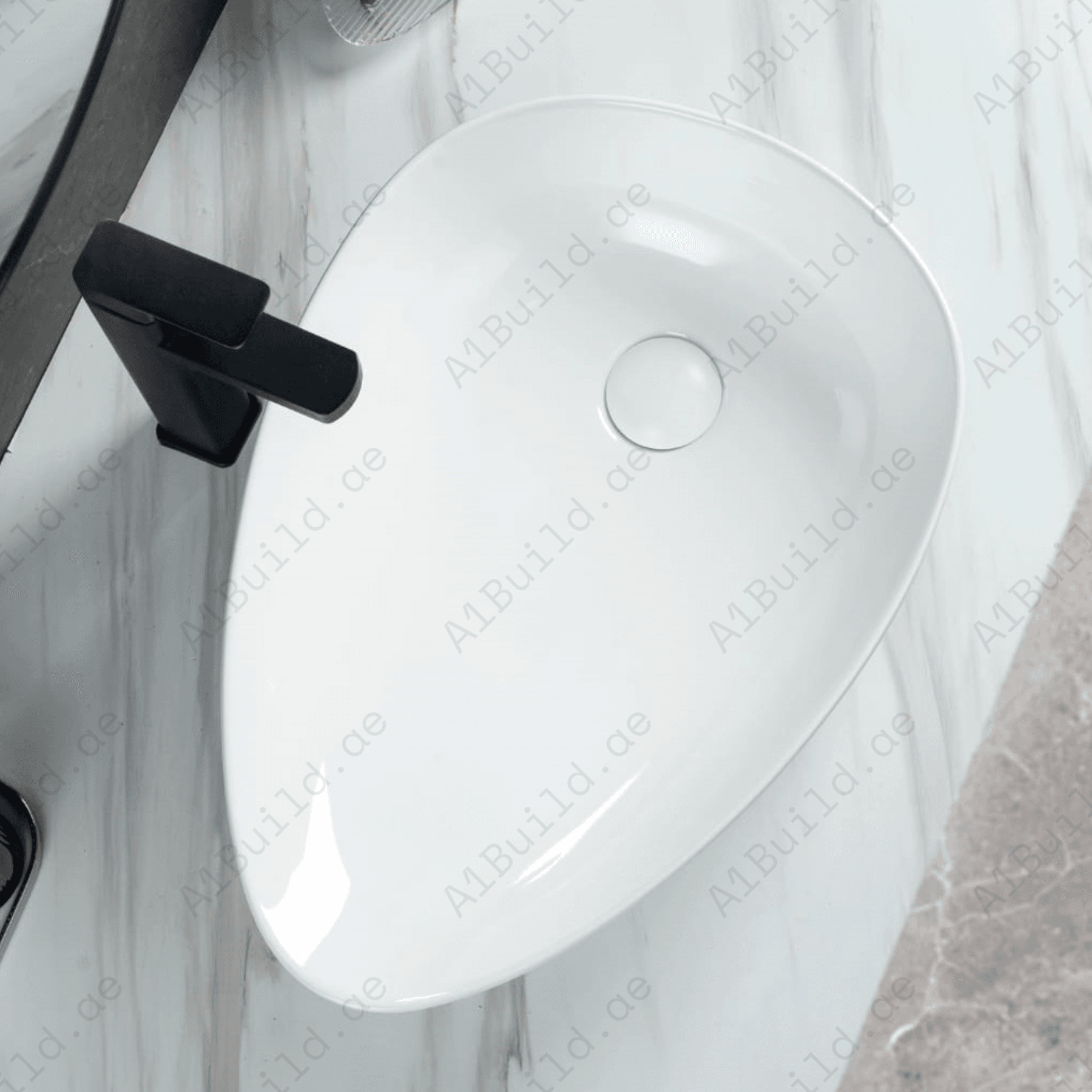 COUNTERTOP WASH BASIN W/O TAP HALE 500*390*145 MM, WHITE COLOR.