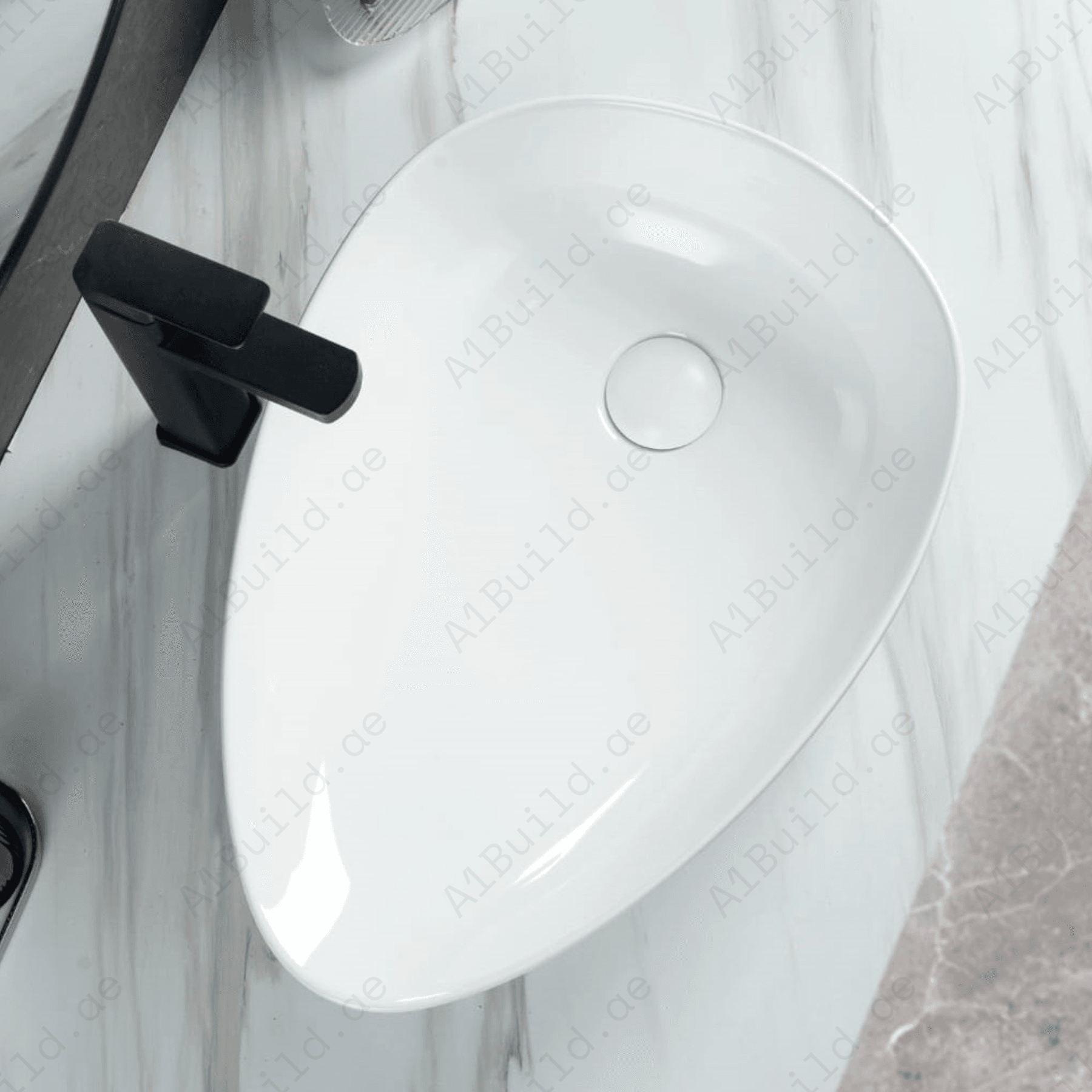 COUNTERTOP WASH BASIN W/O TAP HALE 500*390*145 MM, WHITE COLOR.
