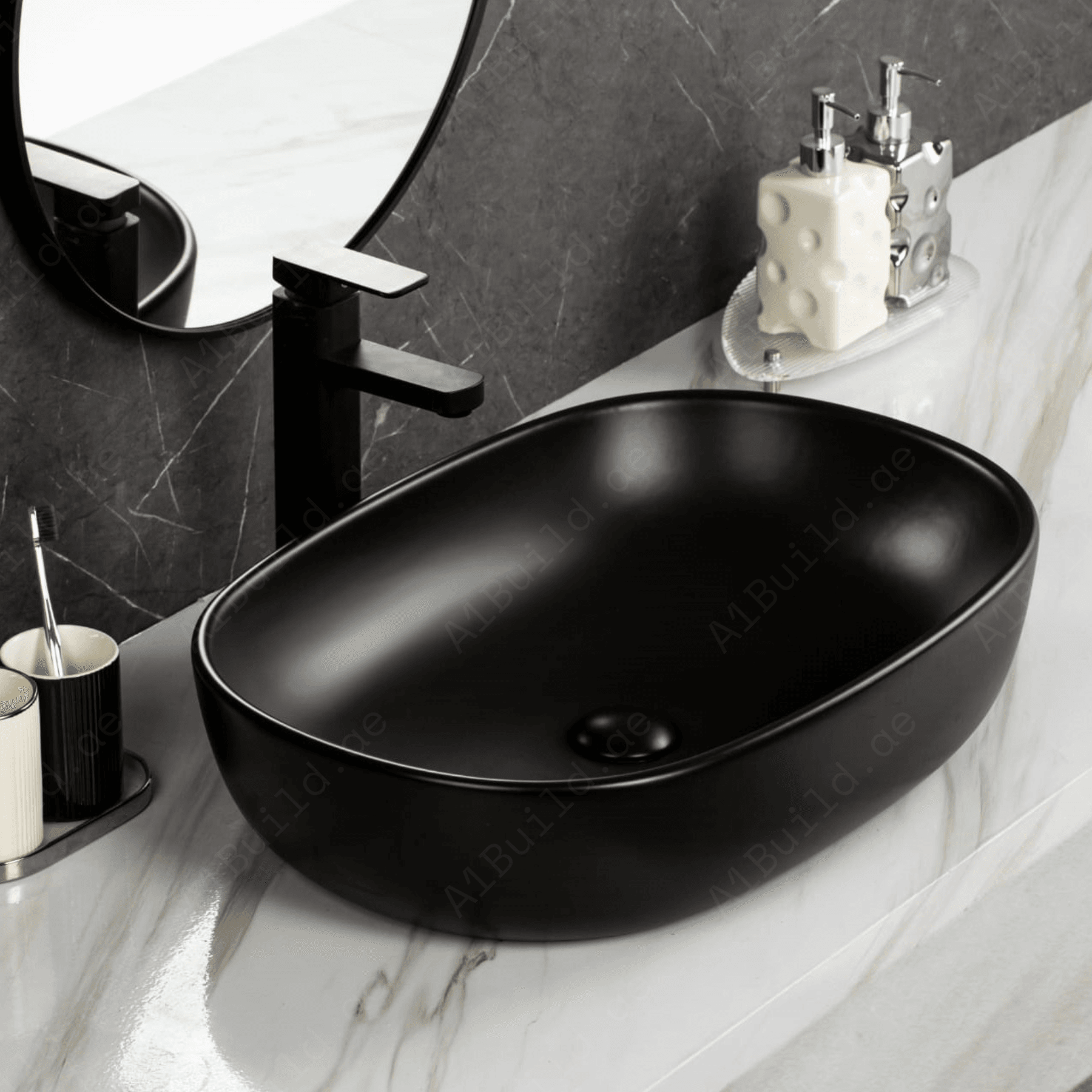 COUNTERTOP WASH BASIN W/O TAP HALE 600*415*135 MM MM, MATT BLACK.