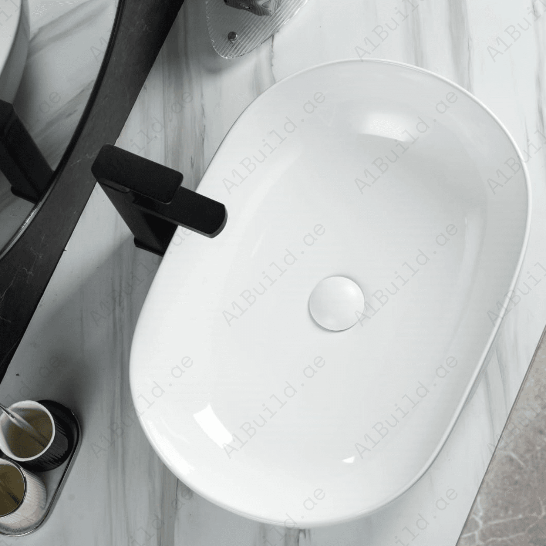 COUNTERTOP WASH BASIN W/O TAP HALE 600*415*135 MM MM, WHITE COLOR
