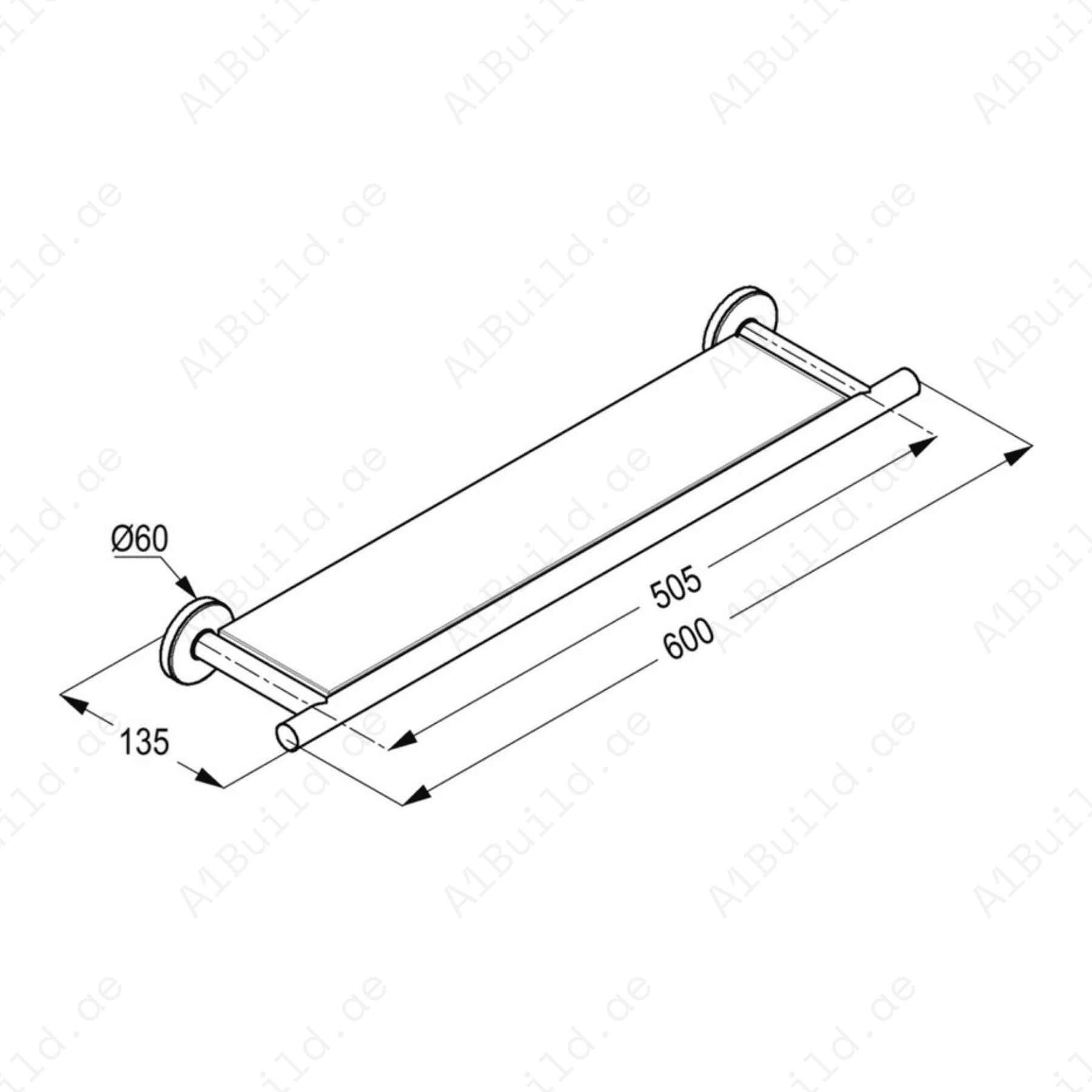CaliberGlassShelfChromeFinishwithWallFasteningScrews_3