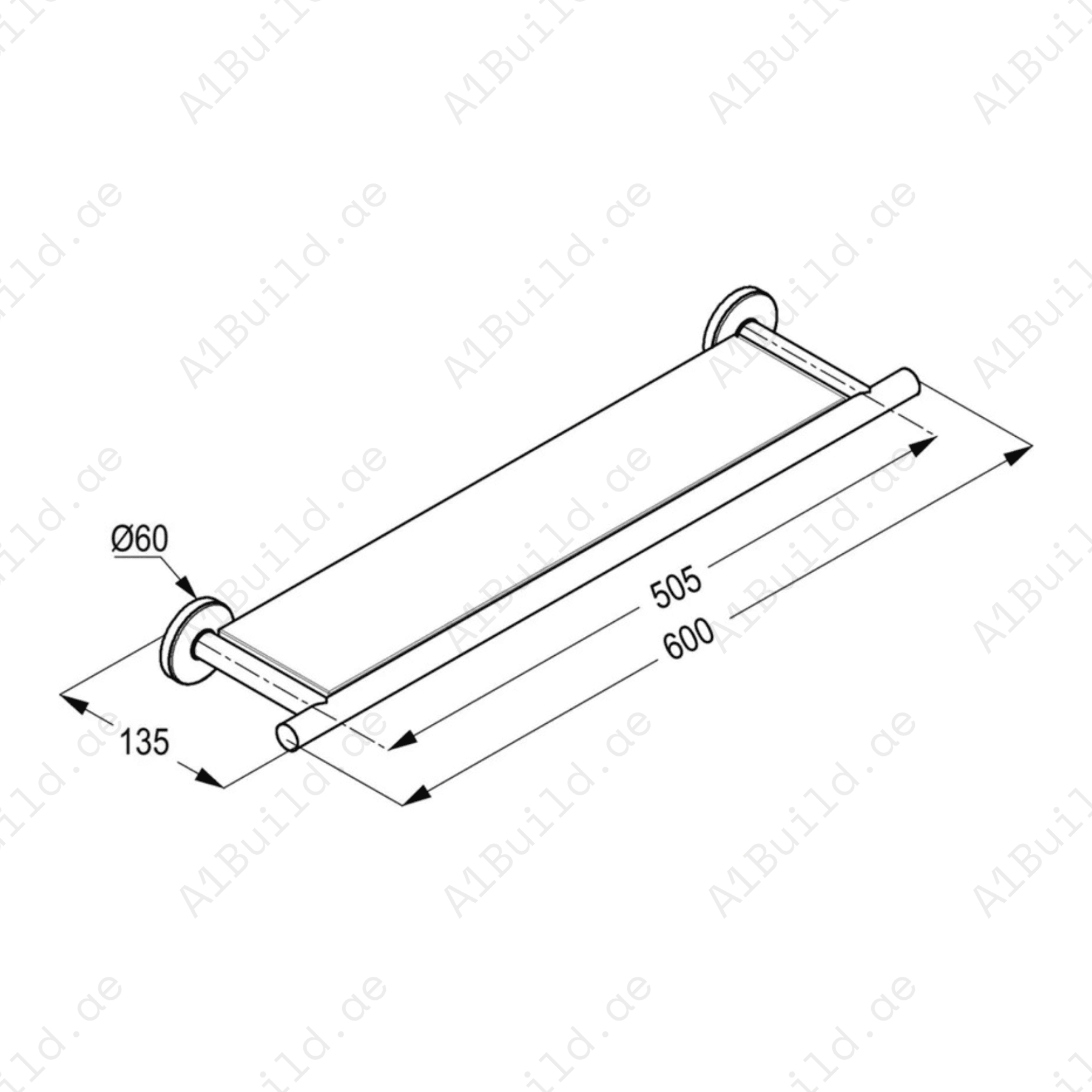 CaliberGlassShelfChromeFinishwithWallFasteningScrews_3