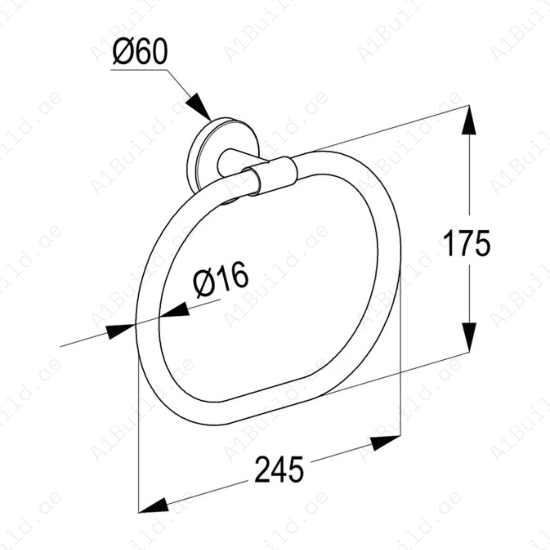 CaliberTowelRing_ChromeFinishwithWallFastening