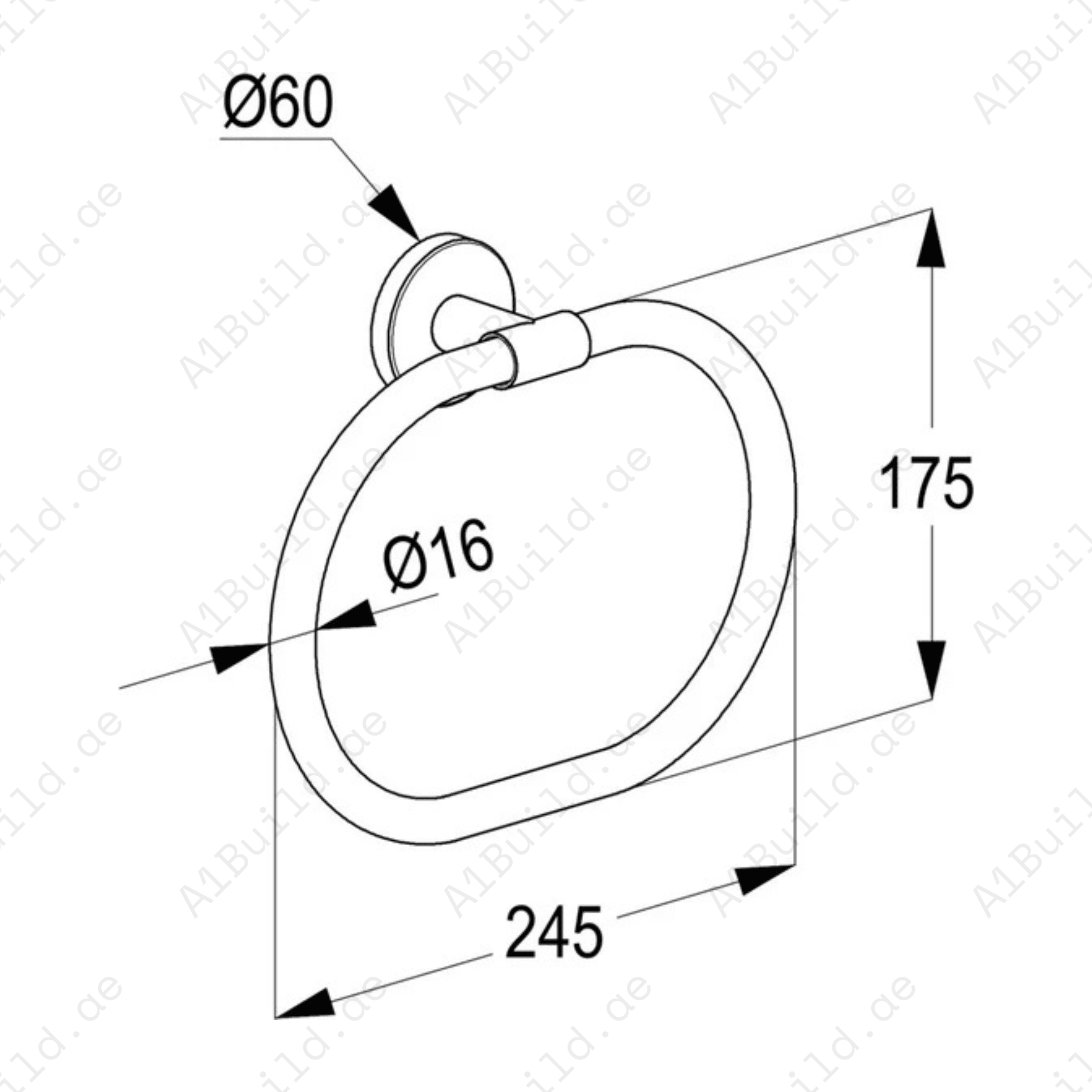 CaliberTowelRing_ChromeFinishwithWallFastening