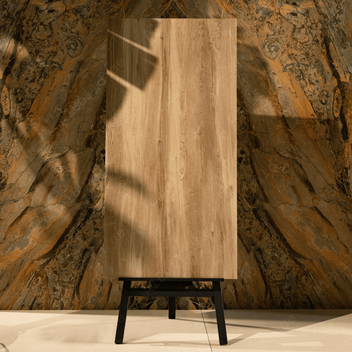 Cedar Wood Brown Azan porcelain tile 60x120cm with 9mm thickness features a realistic wood look, durable porcelain body for floors and walls.