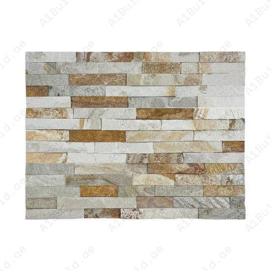 Celestial Terra Stardust White & Beige Quartz Wall Cladding 150x600 mm. Durable slate stone design, perfect for walls, fireplaces, and elegant facades.