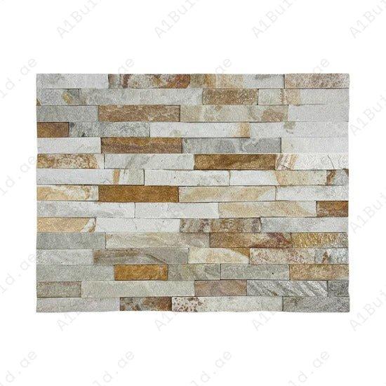Celestial Terra Stardust White & Beige Quartz Wall Cladding 150x600 mm. Durable slate stone design, perfect for walls, fireplaces, and elegant facades.