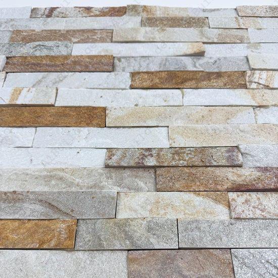 Celestial Terra Stardust White & Beige Quartz Wall Cladding 150x600 mm. Durable slate stone design, perfect for walls, fireplaces, and elegant facades.