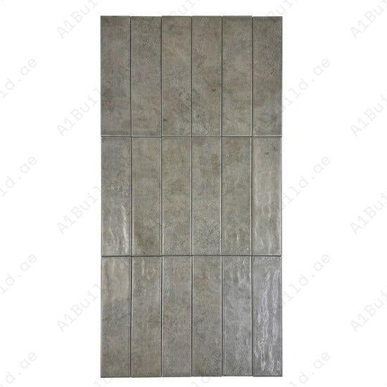 Cement Grey Semimatte Porcelain Artisanal Tile 75x300 mm. Durable, water-resistant, and modern design for walls, floors, bathrooms, and kitchen backsplashes.