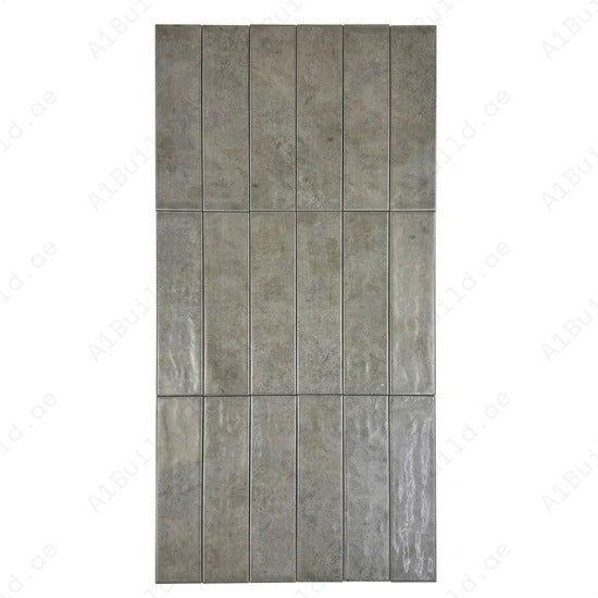 Cement Grey Semimatte Porcelain Artisanal Tile 75x300 mm. Durable, water-resistant, and modern design for walls, floors, bathrooms, and kitchen backsplashes.