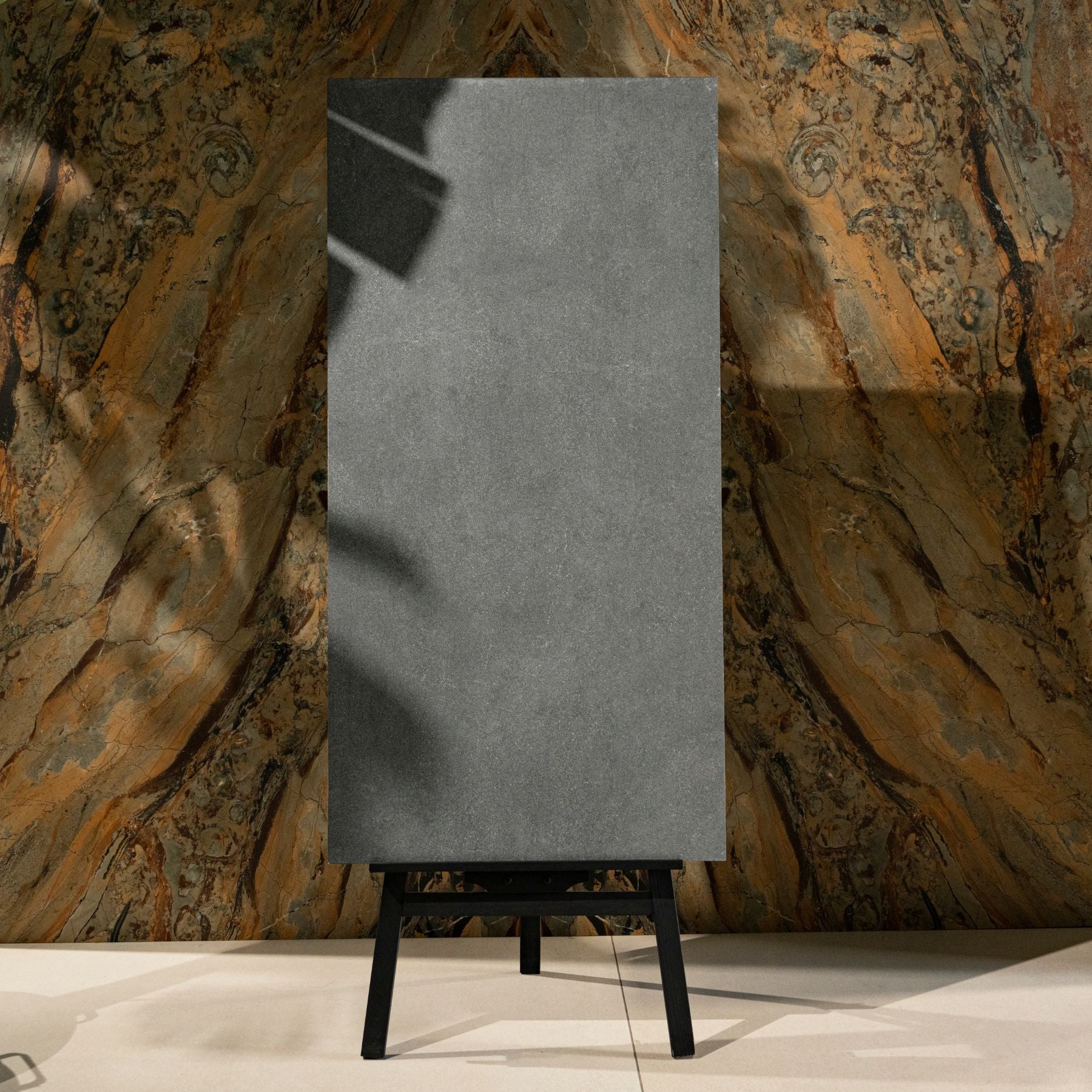 Cemento Nero porcelain tile in 60x120cm features a bold dark cement look with high durability, low maintenance, and modern appeal for floors and walls.