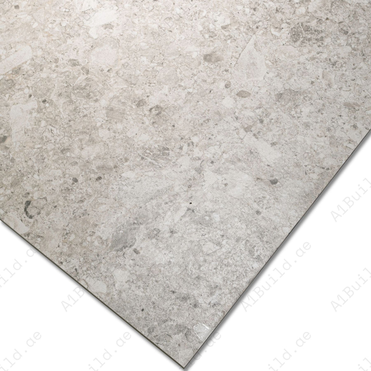 Ceppo De Bianco porcelain tile in 60x120cm size with elegant stone effect, soft light grey tones and durable 9mm thickness for walls and floors.