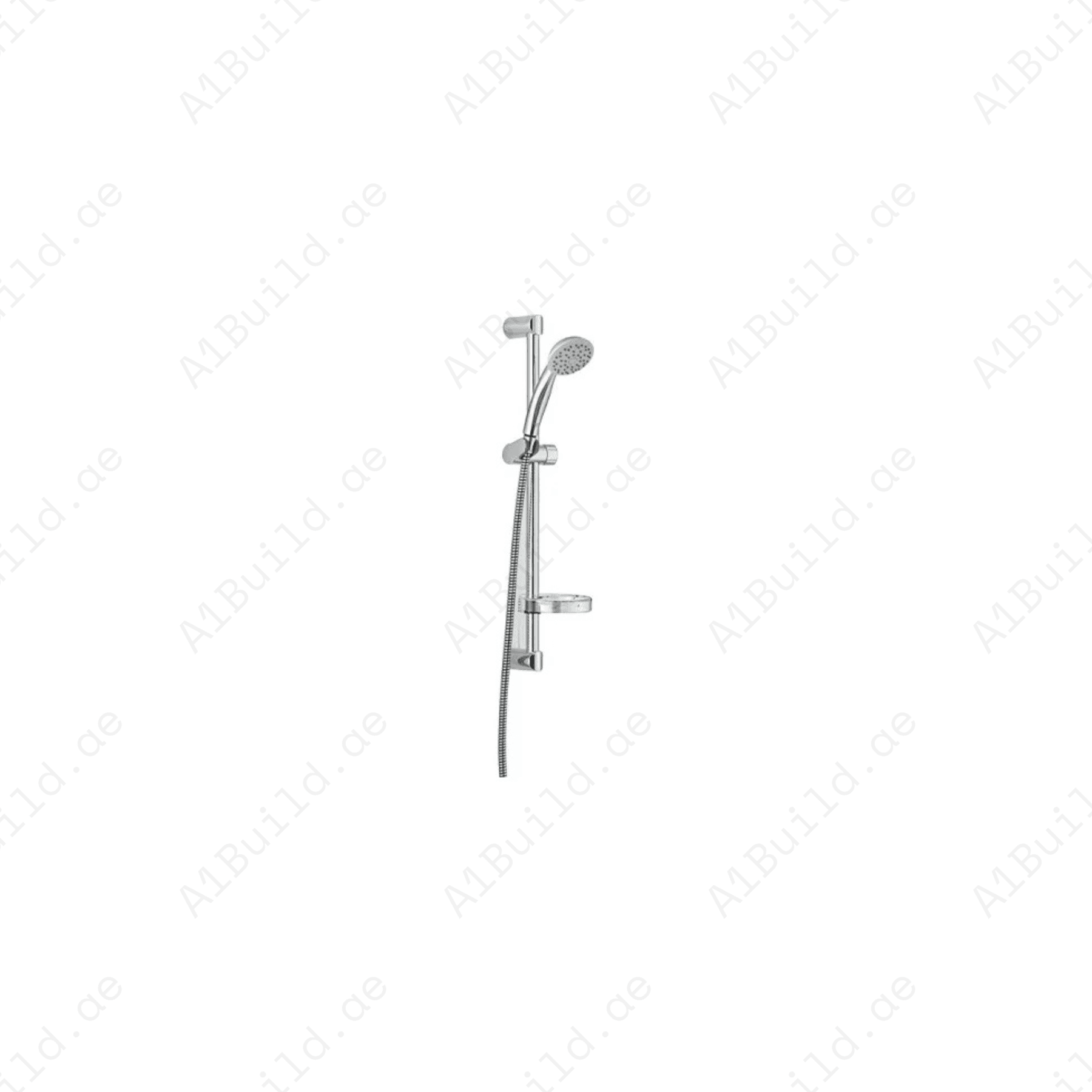 Chrome 1S Shower Set with Soap Dish and Plastic-Coated Hose