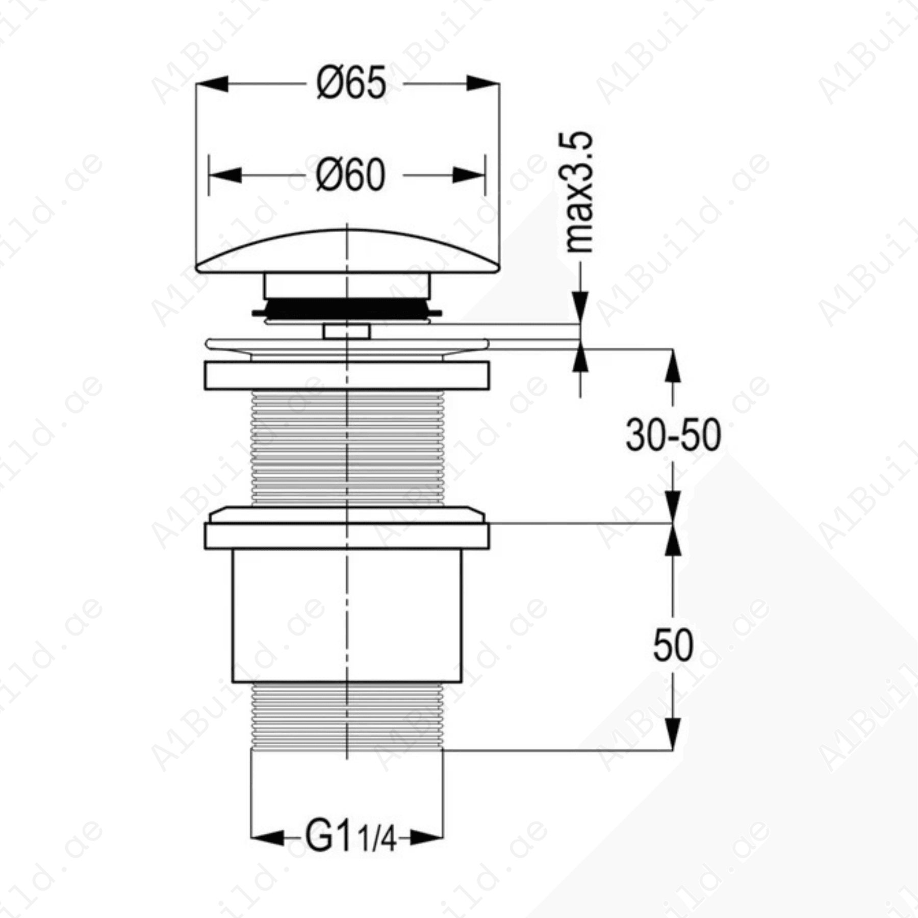 ChromeClickClackWasteFitting11_4InchWithoutOverflowHole_3