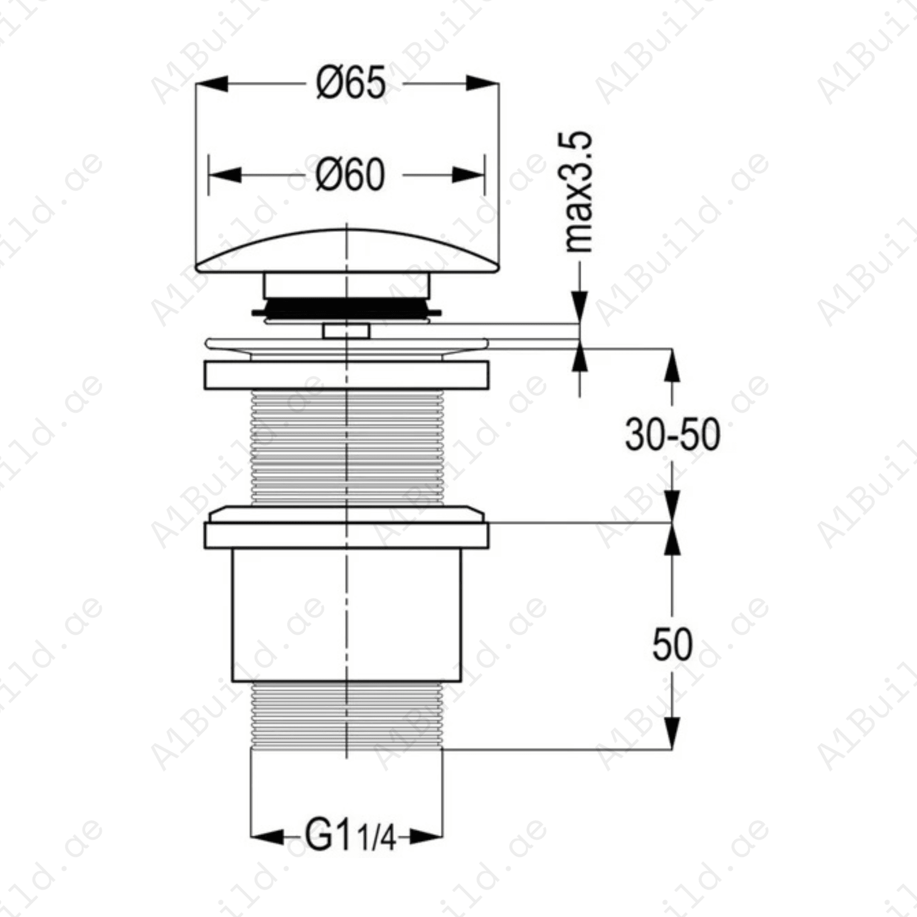 ChromeClickClackWasteFitting11_4InchWithoutOverflowHole_3