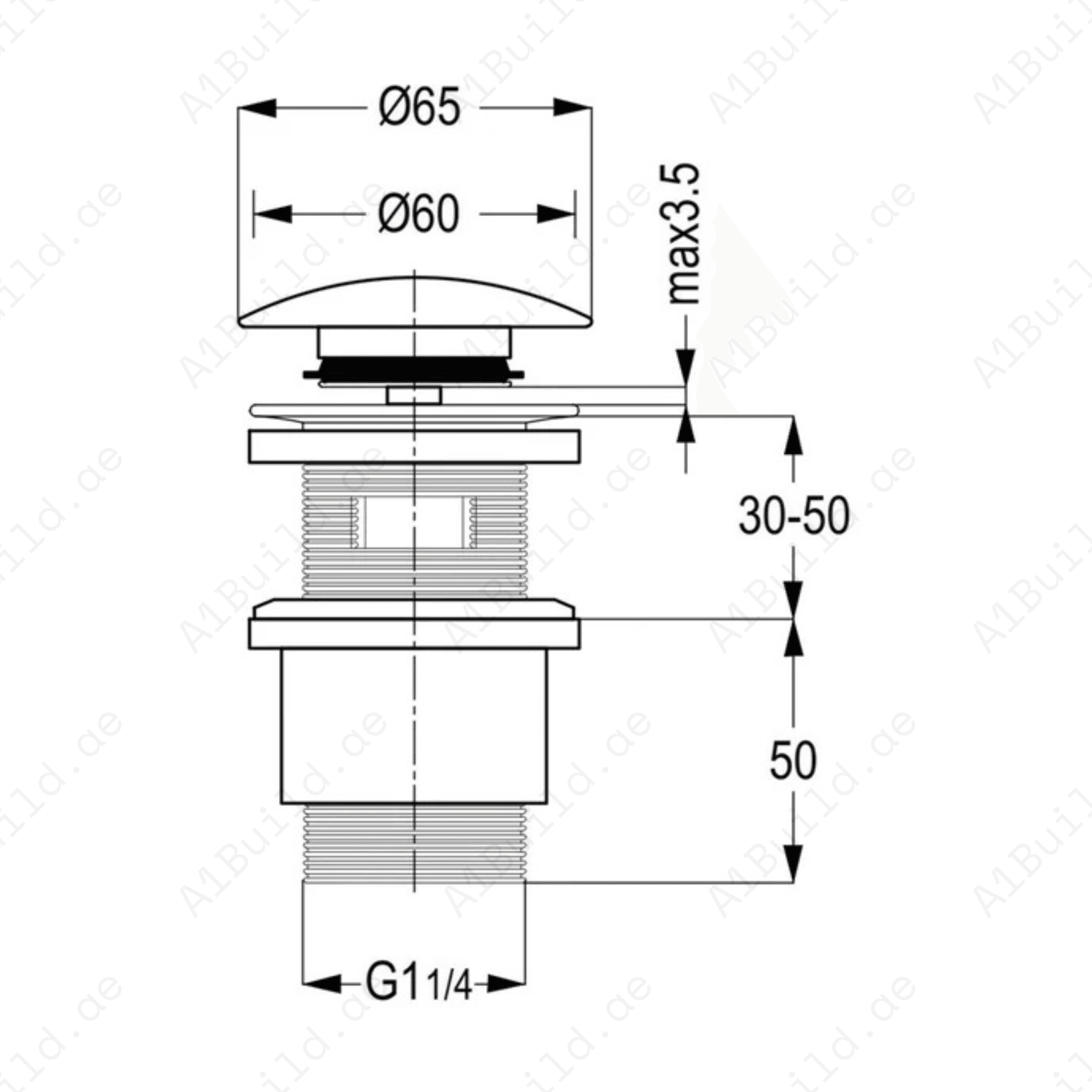 ChromeClickClackWasteFitting11_4InchwithOverflowHole_3