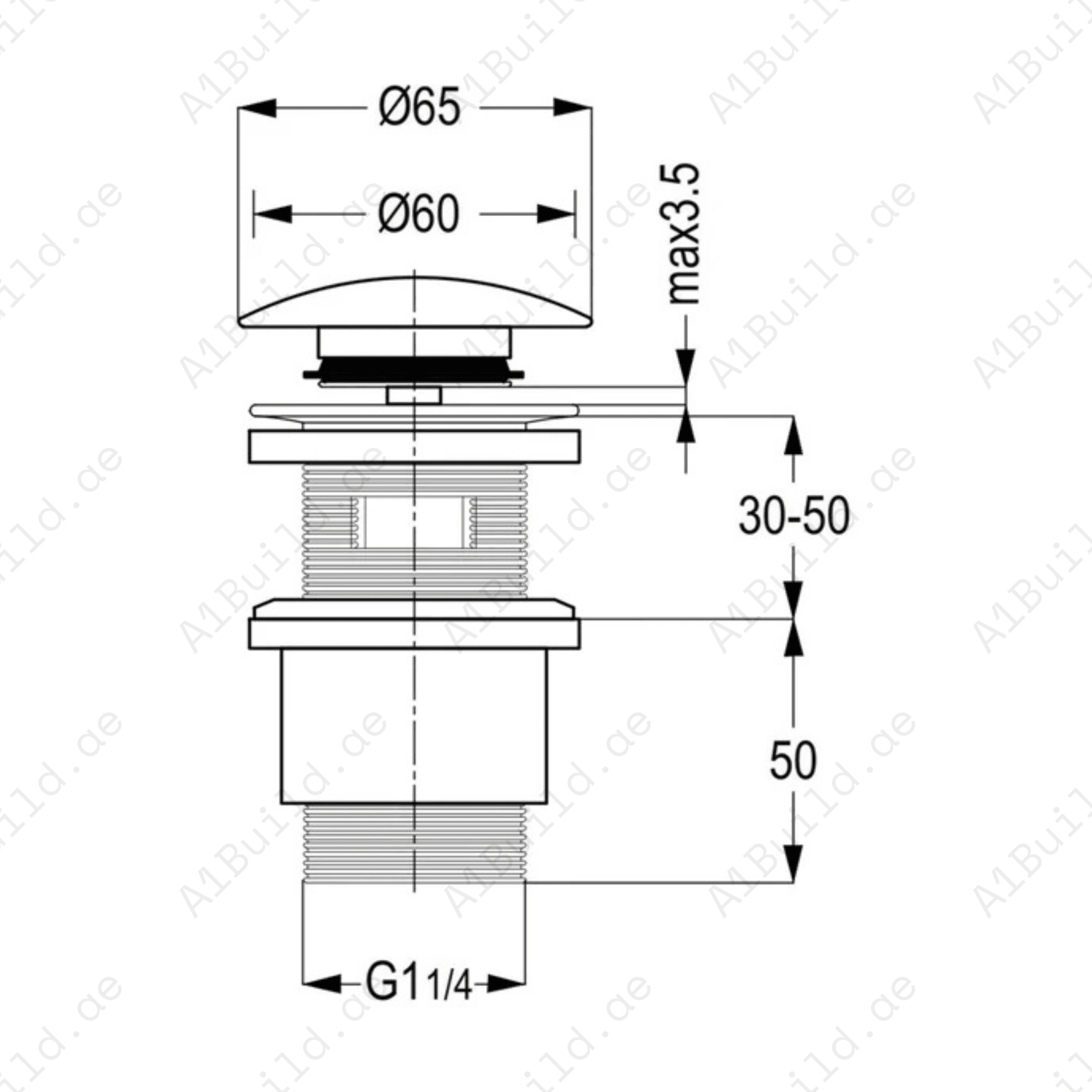ChromeClickClackWasteFitting11_4InchwithOverflowHole_3