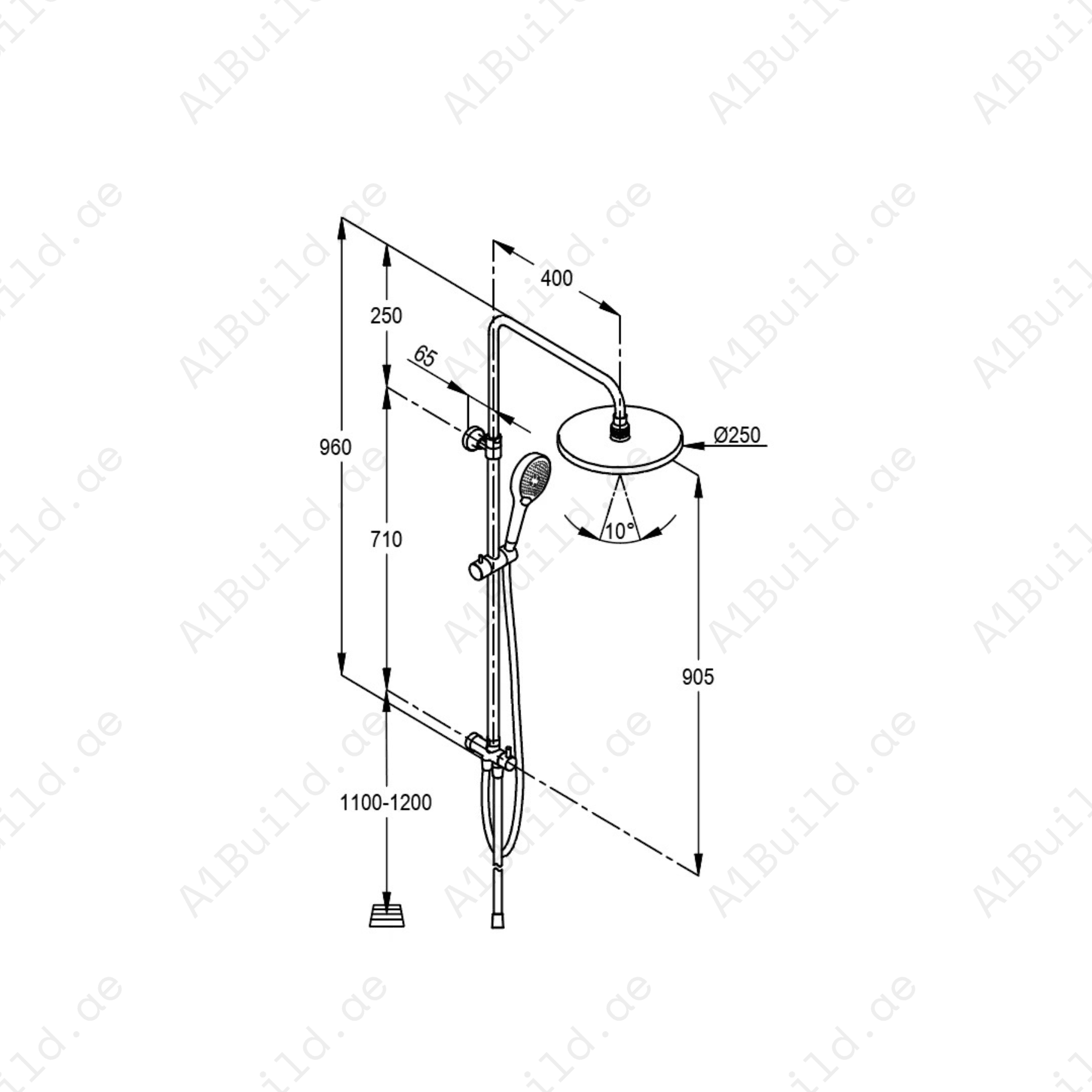 Dual Shower System L = 960 mm | Chrome | Ceramic Diverter & Hand Shower
