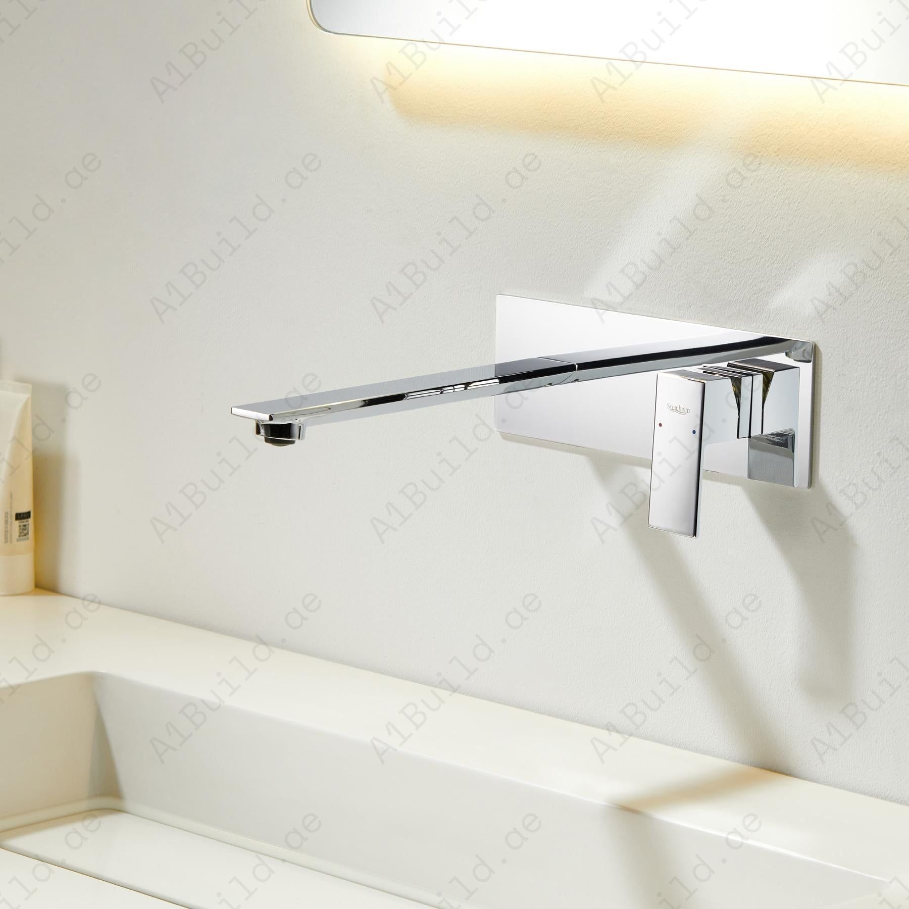 Chrome Wall Mounted Two Hole Basin Mixer