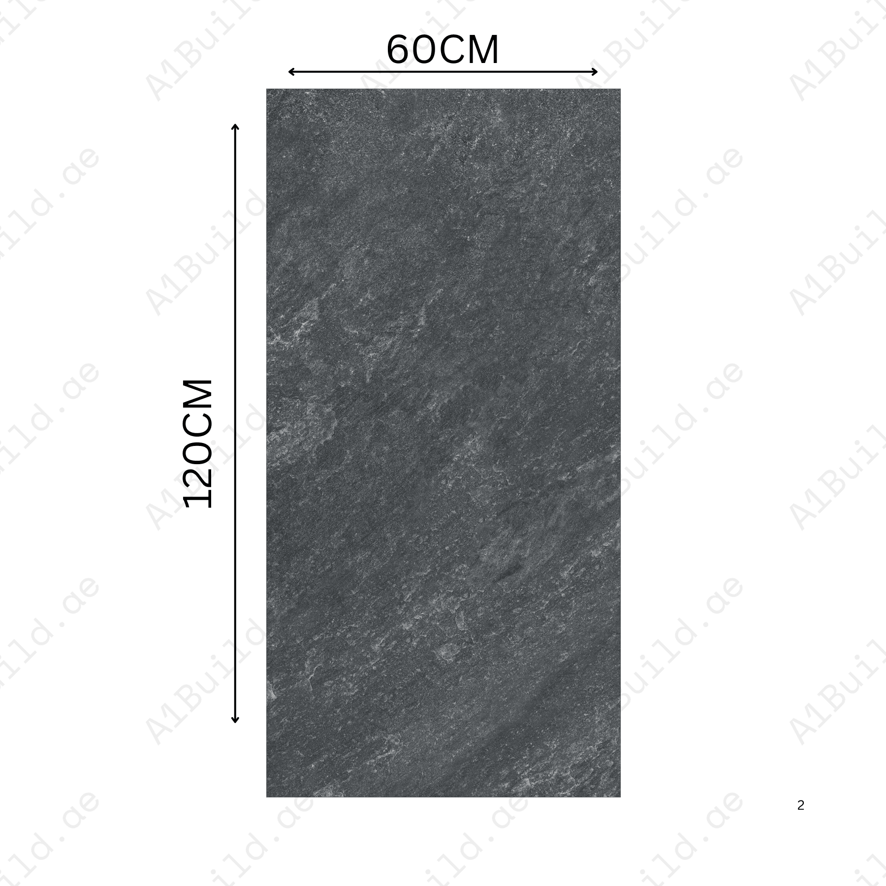 Classic Anthracite 60x120cm porcelain tile, 20mm thick with R11 slip-resistant rough matt finish. Bold stone look, ideal for outdoor and high-traffic areas.