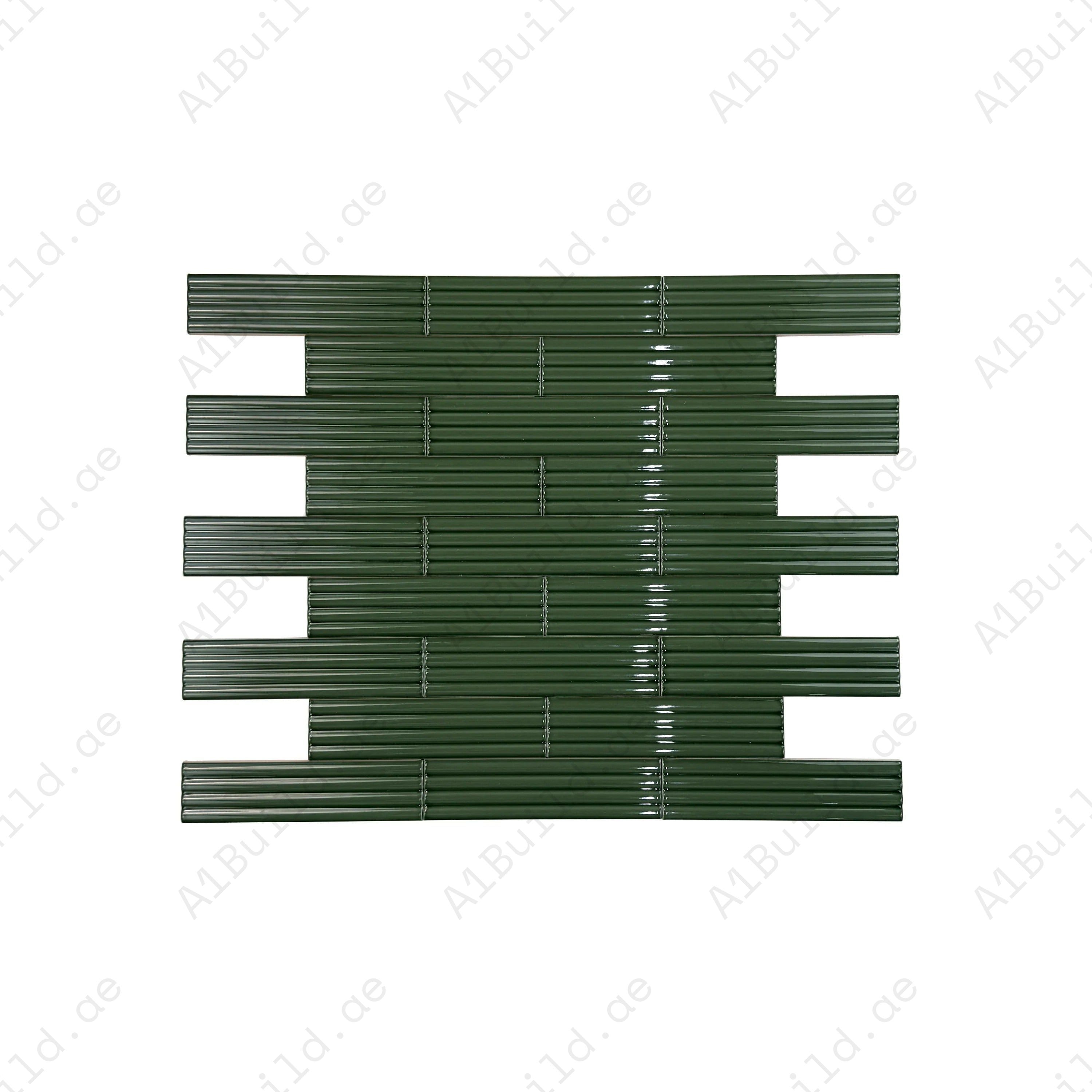 Classic Hues Deep Green Glossy Ceramic Tiles durable, waterproof, and stylish. Perfect for bathroom, kitchen backsplash, swimming pool, and outdoor designs.