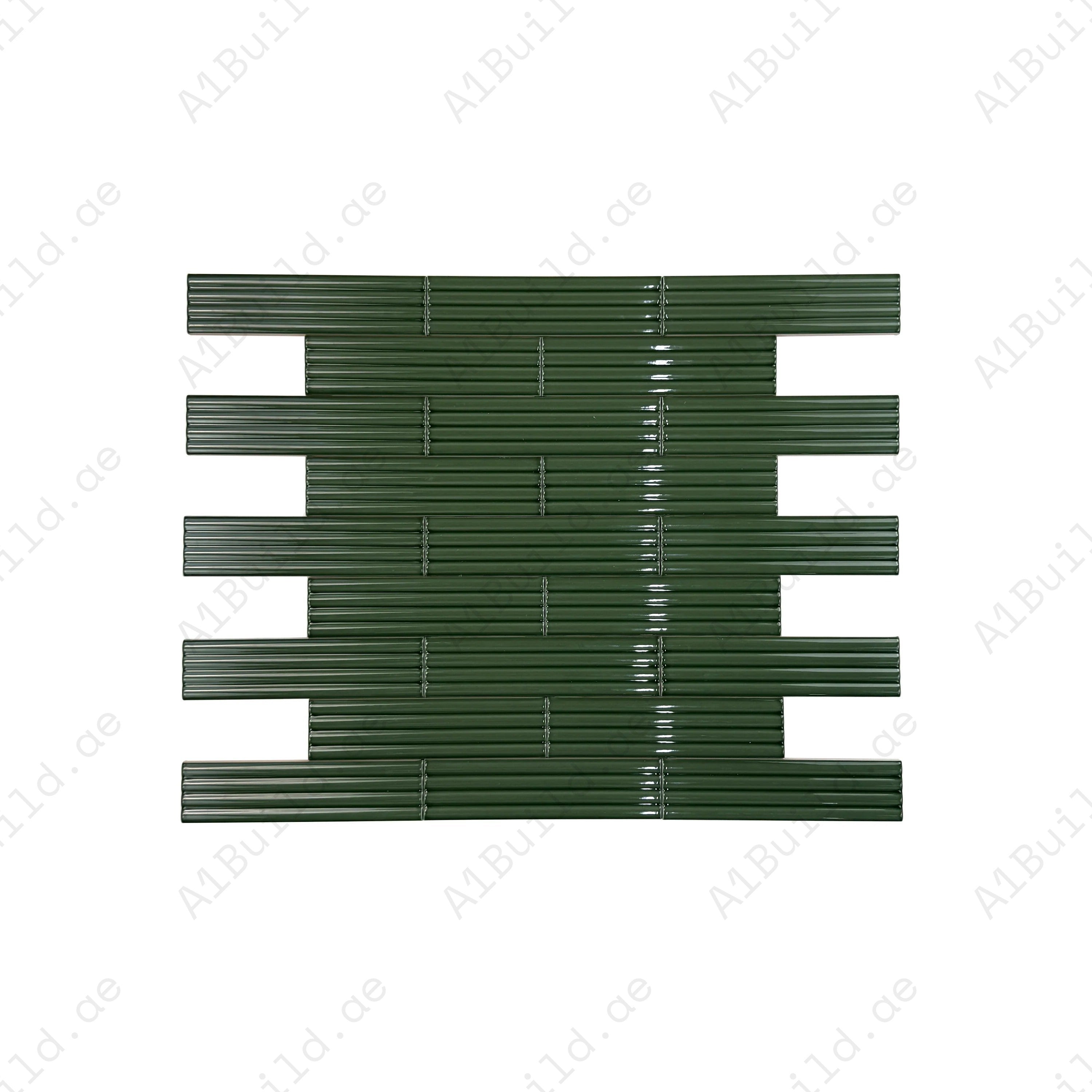 Classic Hues Deep Green Glossy Ceramic Tiles durable, waterproof, and stylish. Perfect for bathroom, kitchen backsplash, swimming pool, and outdoor designs.