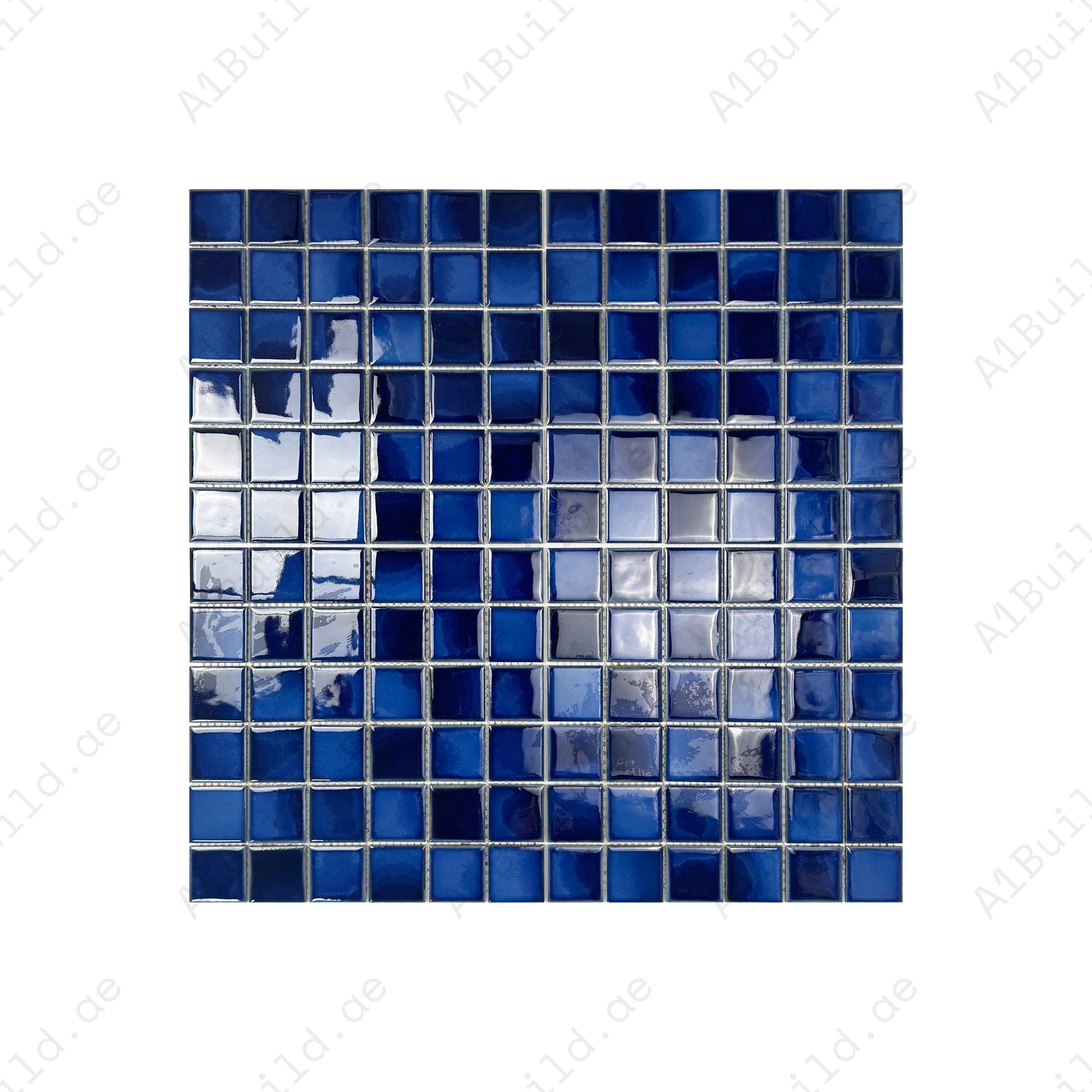 Cobalt & Midnight Blue crystalline glazed porcelain mosaic for pools, spas & walls. Durable, slip-resistant, eco-friendly & ideal for Dubai luxury projects.