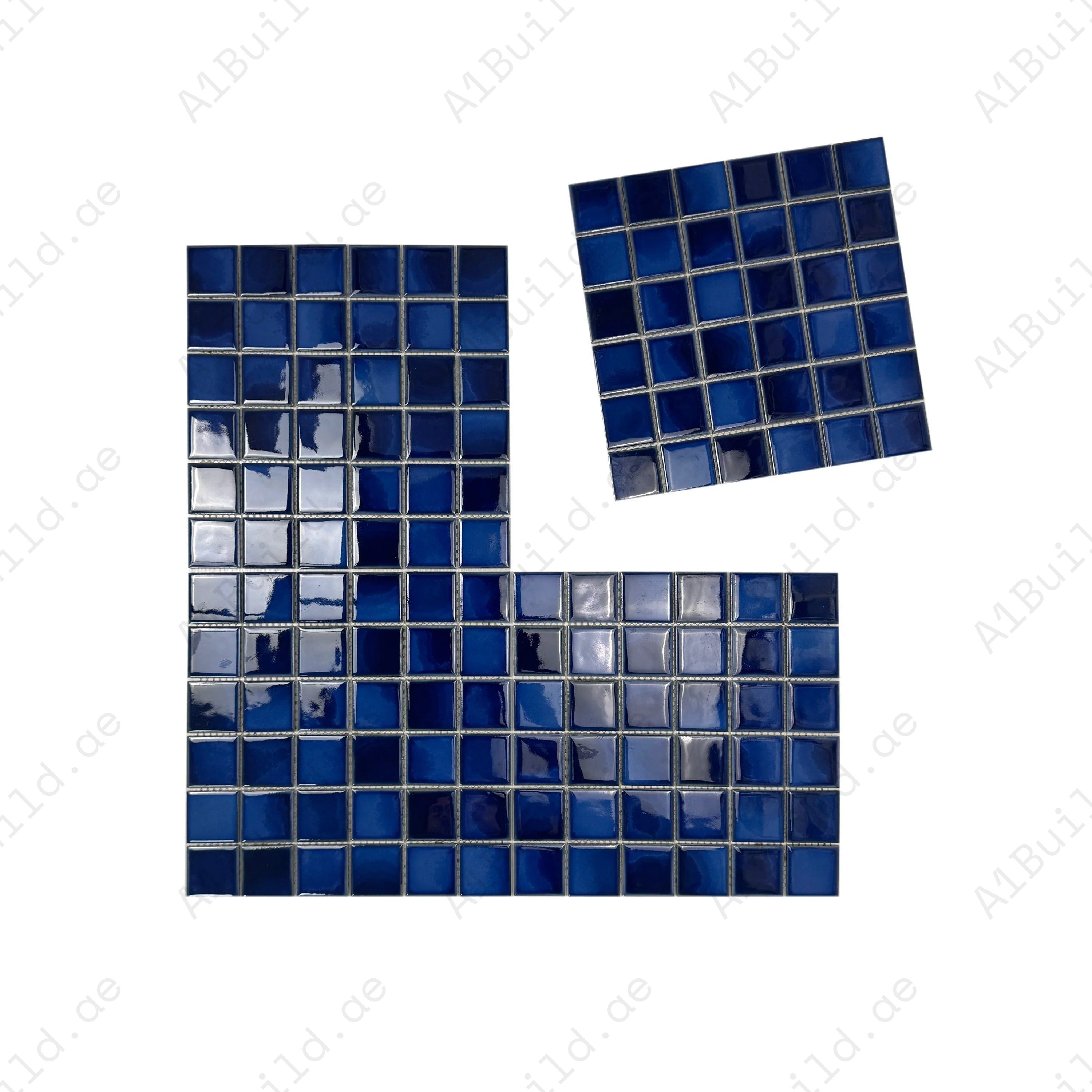Cobalt & Midnight Blue crystalline glazed porcelain mosaic for pools, spas & walls. Durable, slip-resistant, eco-friendly & ideal for Dubai luxury projects.
