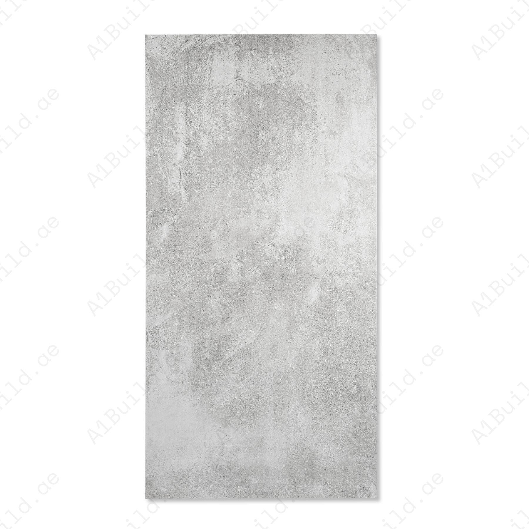Concrete Grey porcelain tile in 60x120cm size with modern concrete look, neutral grey tones and durable 9mm thickness for floors and walls.