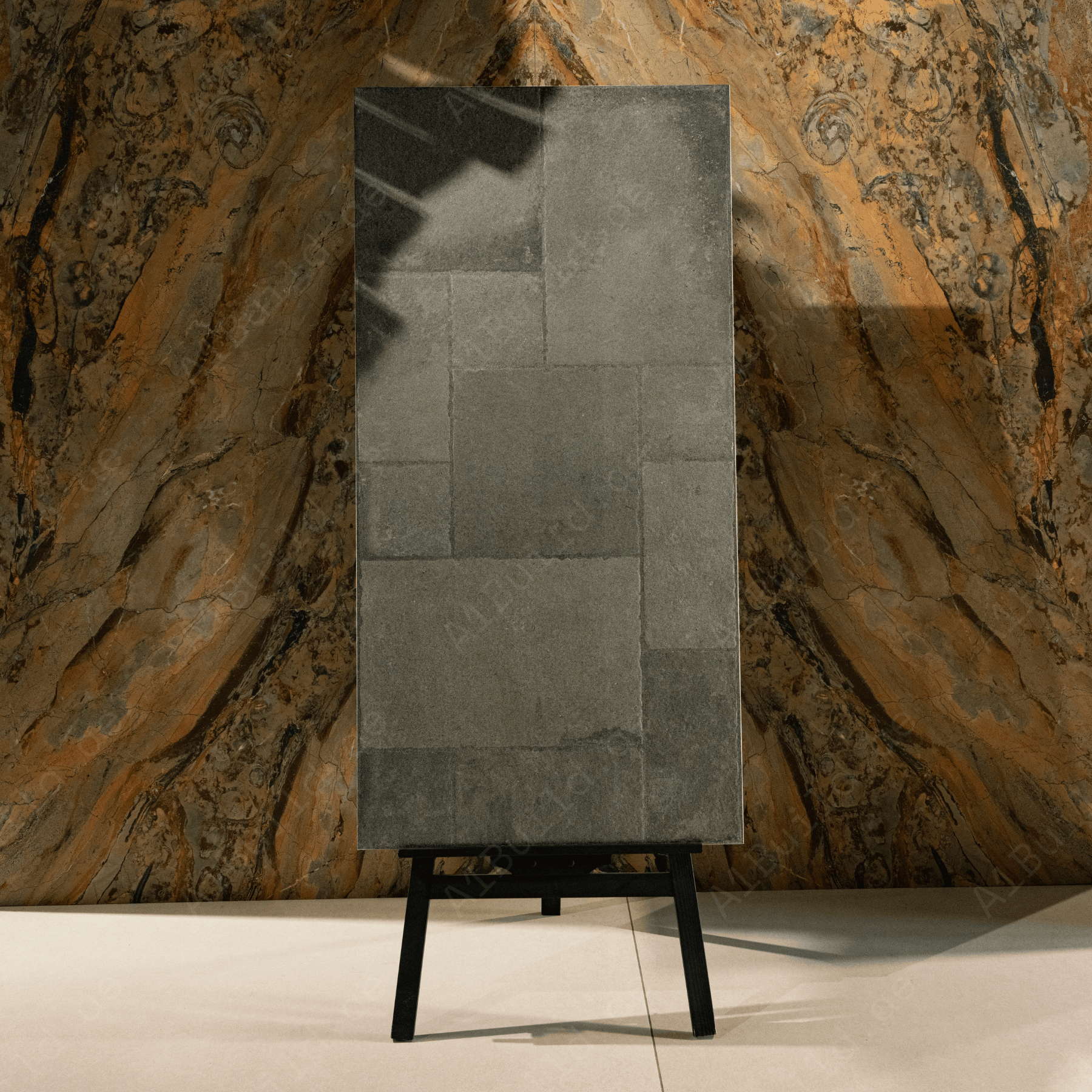 Cottage Nero Cubix porcelain tile 60x120cm 9mm thickness, black stone look with geometric decor, durable porcelain tile for modern walls and floors.