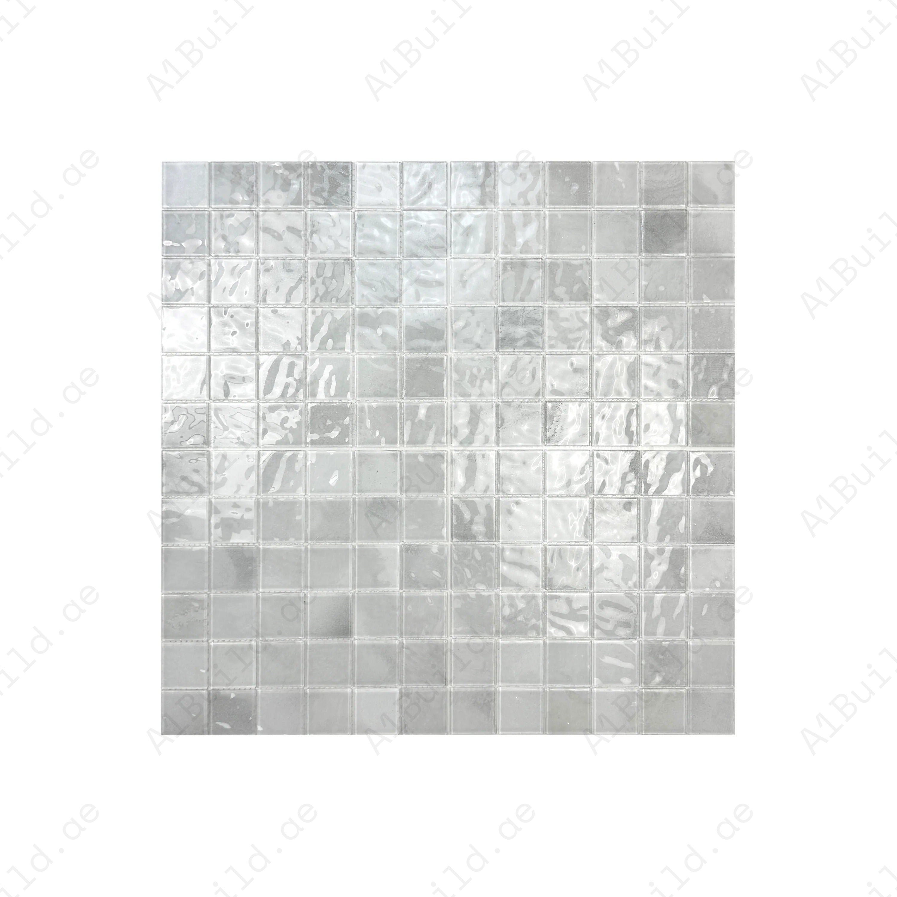 Cotton White & Chiffon White glass mosaic tile for pools, spas & walls. Durable, slip-resistant, eco-friendly, stylish & perfect for Dubai luxury projects.