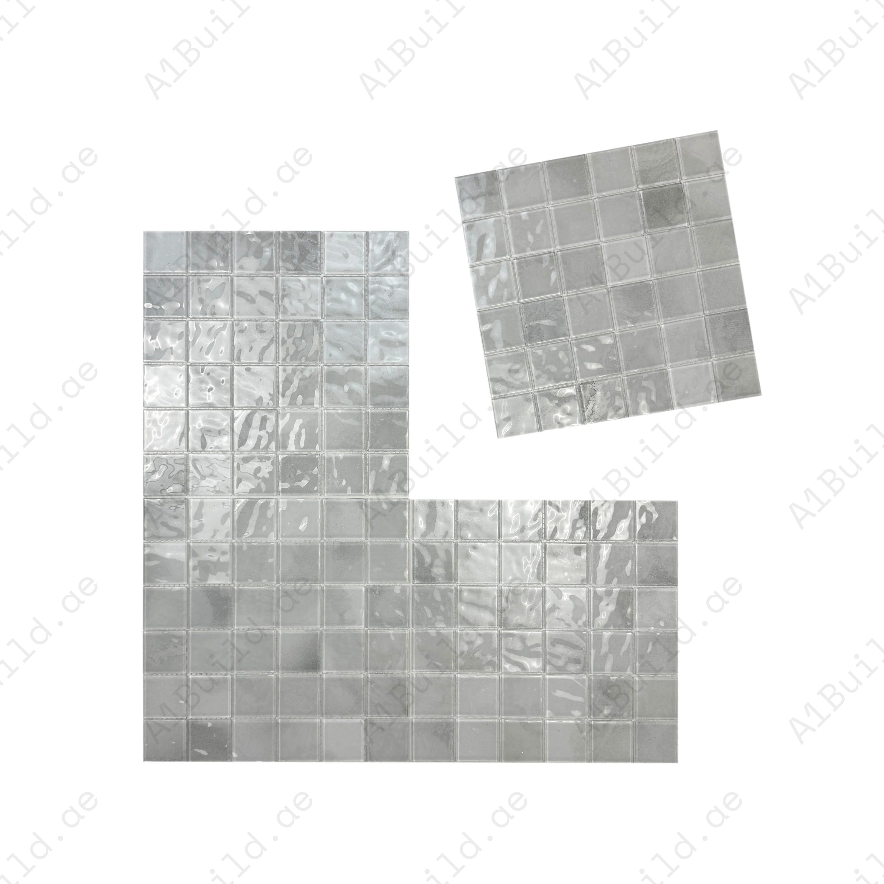 Cotton White & Chiffon White glass mosaic tile for pools, spas & walls. Durable, slip-resistant, eco-friendly, stylish & perfect for Dubai luxury projects.