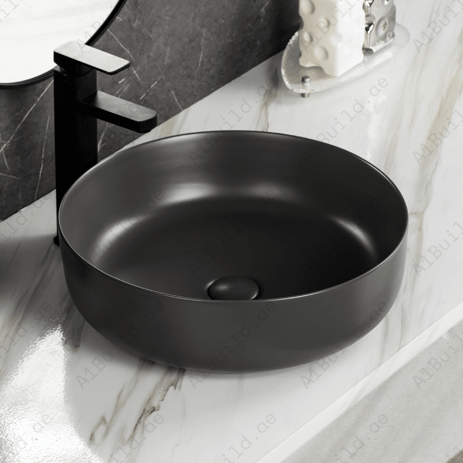 COUNTERTOP WASH BASIN W/O TAP HALE  360*360*130 MM, MATT BLACK
