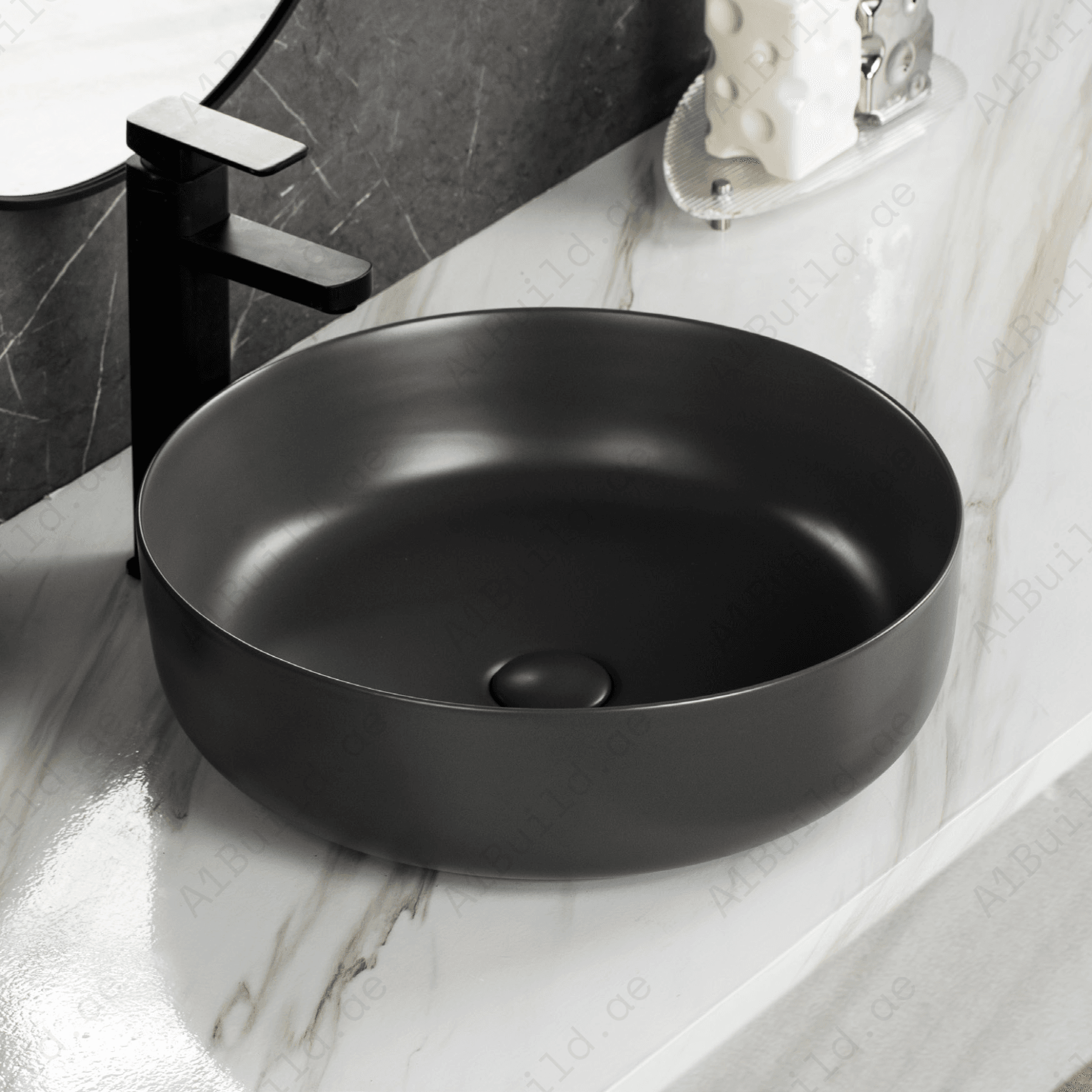 COUNTERTOP WASH BASIN W/O TAP HALE 360*360*130 MM, MATT BLACK
