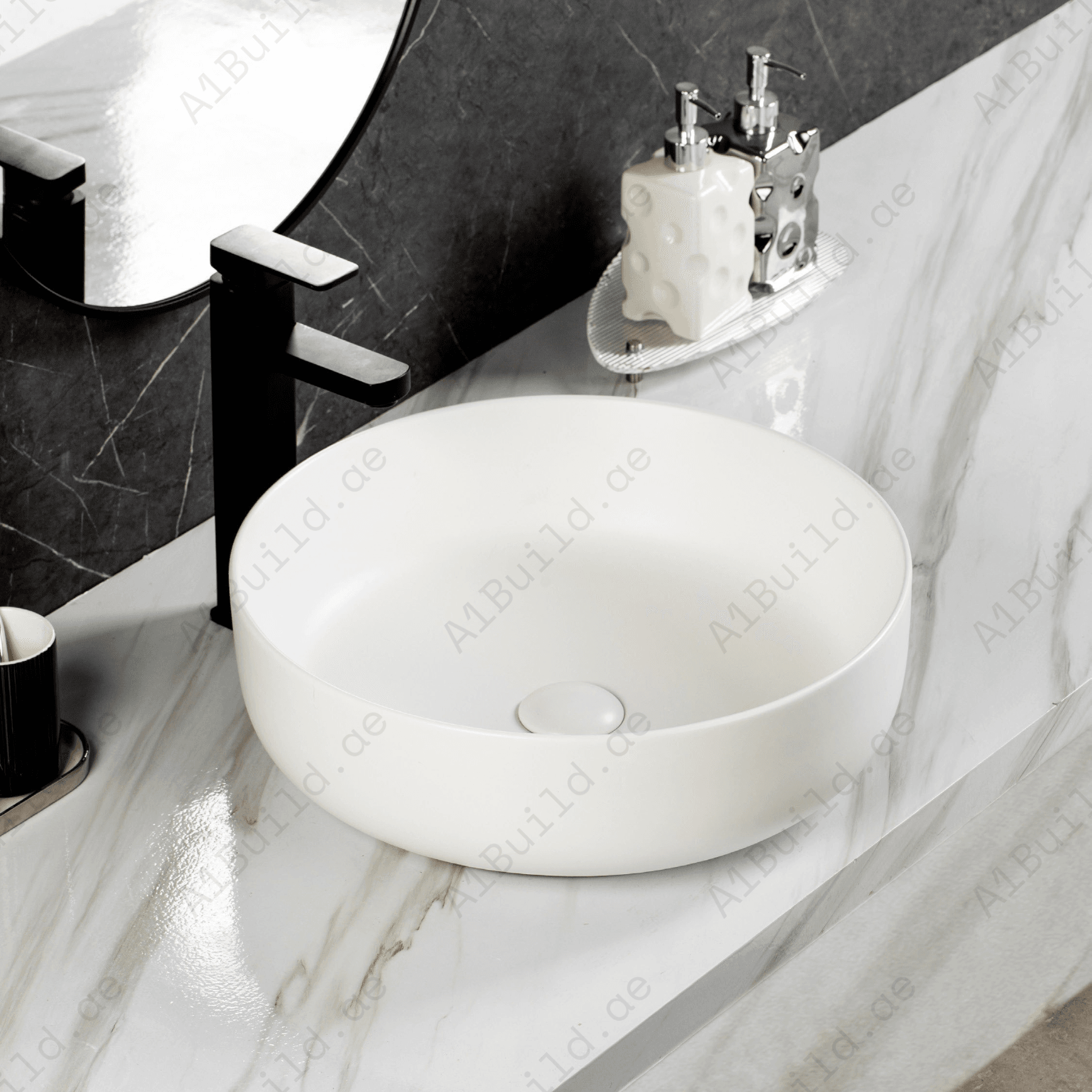 COUNTERTOP WASH BASIN W/O TAP HALE  450*450*140 MM MM, MATTE WHITE