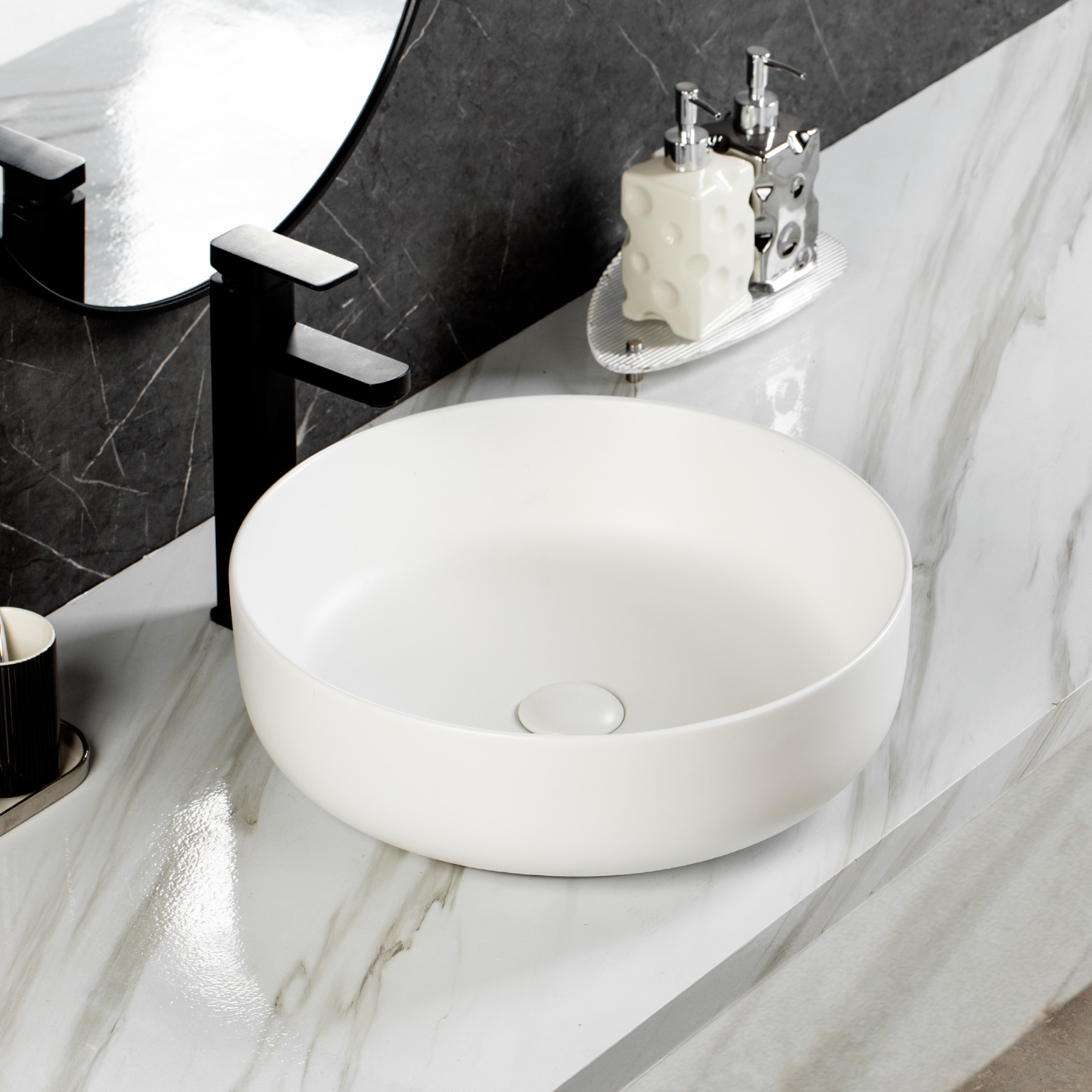 COUNTERTOP WASH BASIN W/O TAP HALE 450*450*140 MM, WHITE COLOR.