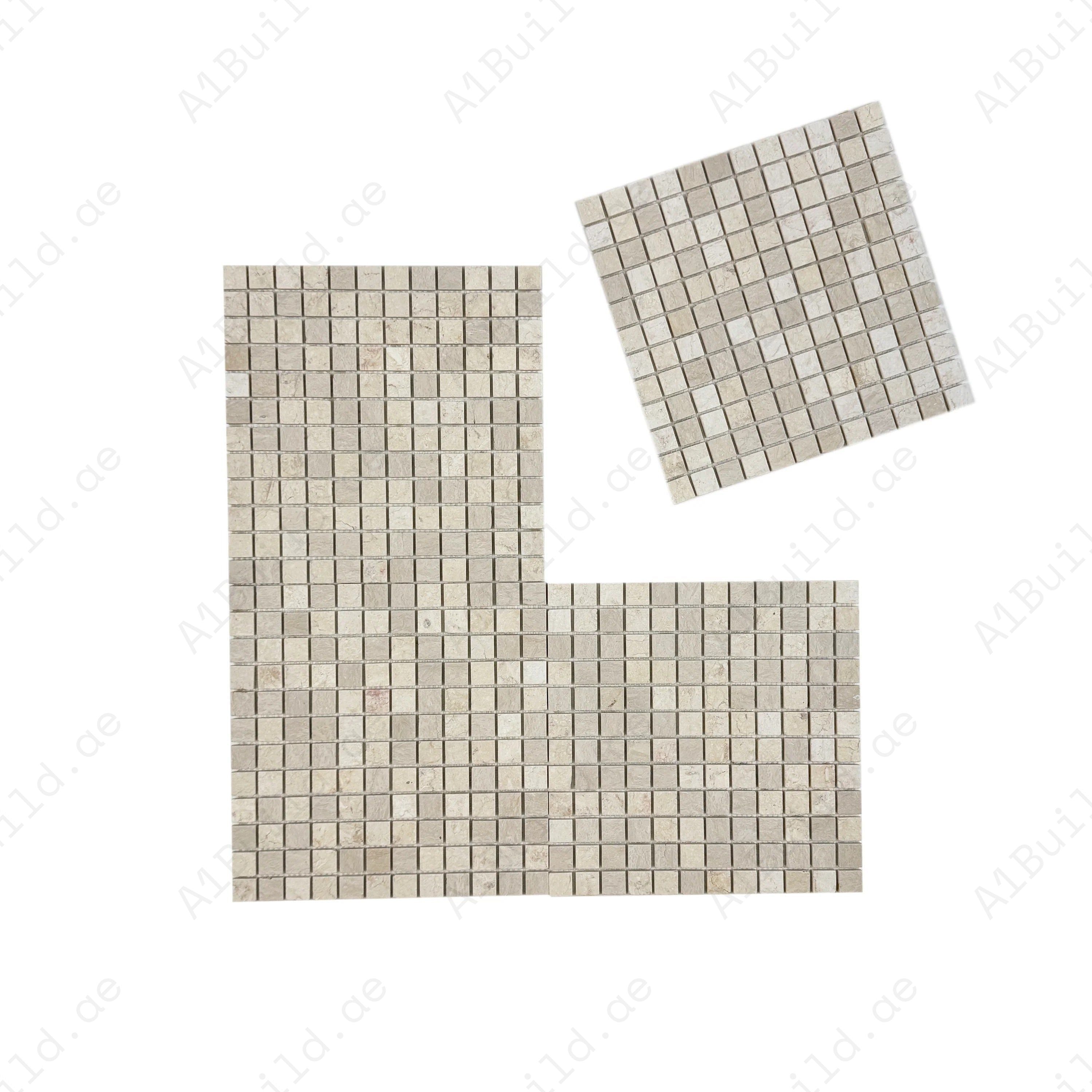 Cream Marfil polished marble mosaic adds warmth and elegance to walls, backsplashes, and interiors. Durable, easy to clean, and designed for timeless luxury.