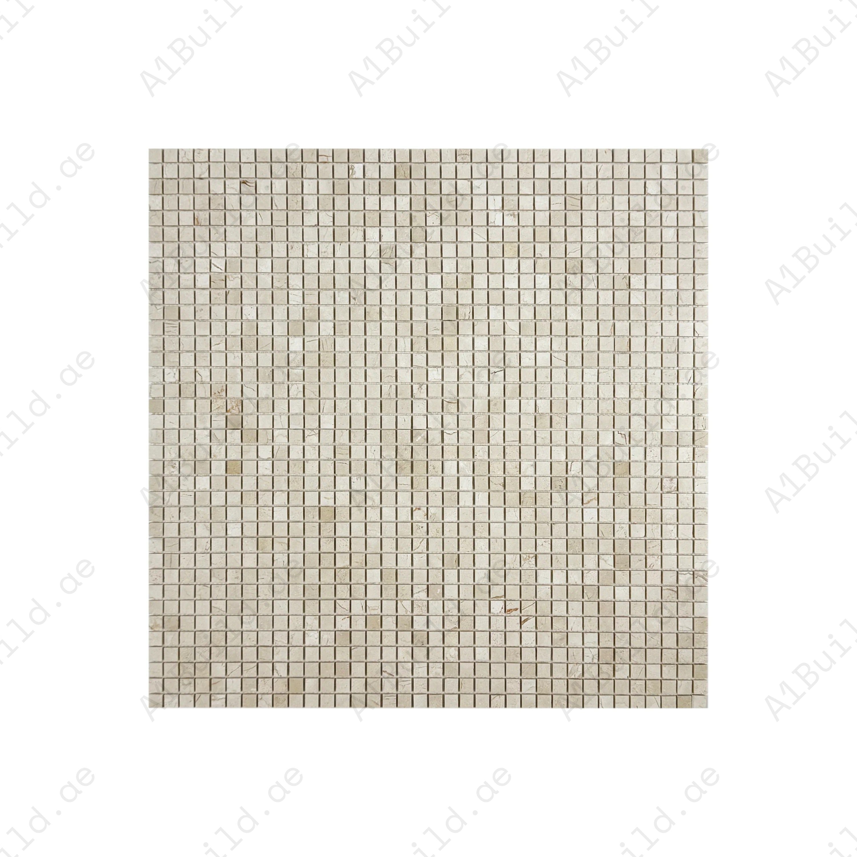 Cream Marfil polished marble mosaic brings warm elegance to walls, backsplashes, and interiors. Durable, low-maintenance, and crafted for timeless luxury.