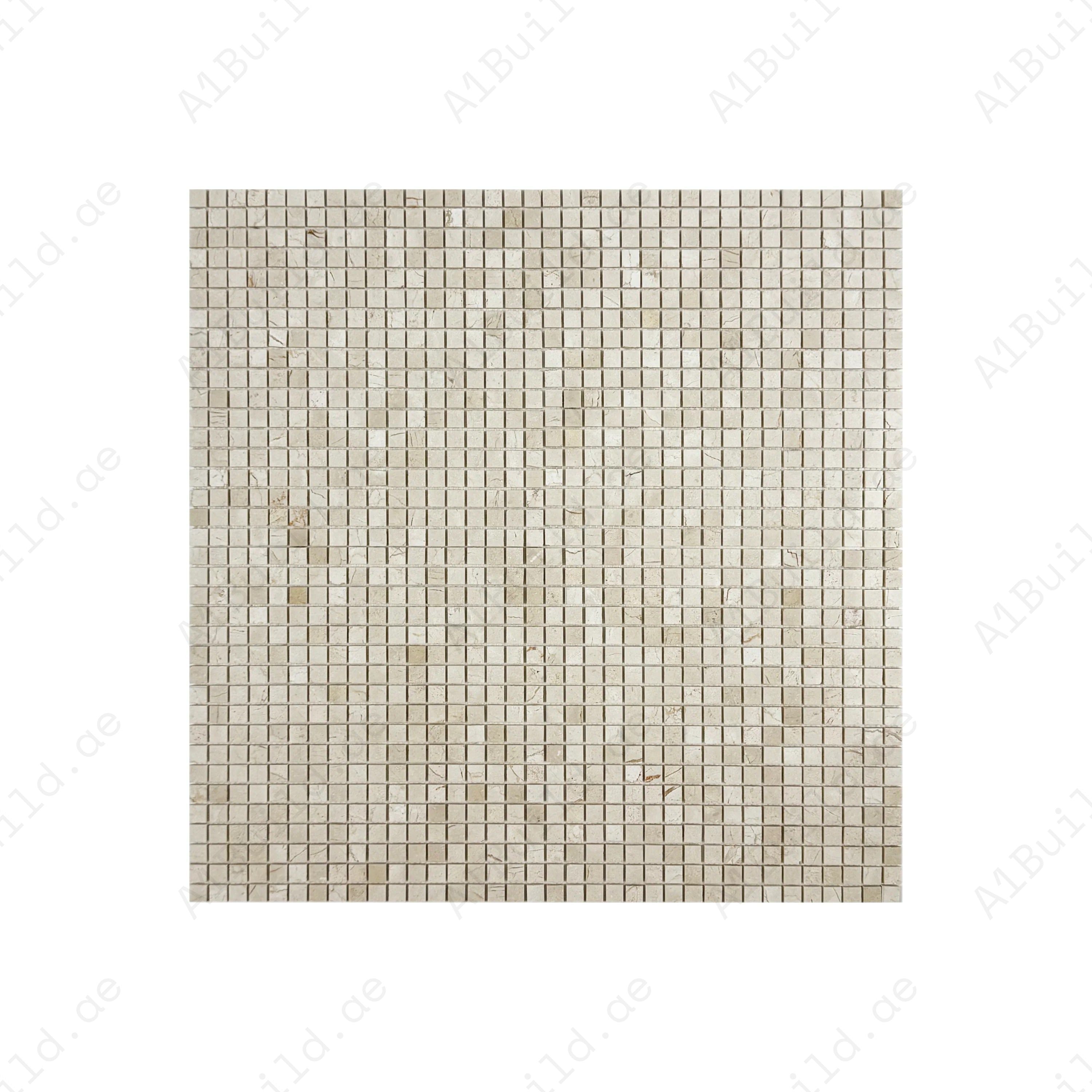 Cream Marfil polished marble mosaic brings warm elegance to walls, backsplashes, and interiors. Durable, low-maintenance, and crafted for timeless luxury.